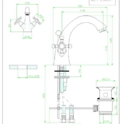 Wastafelmengkraan Huber Victorian 25401HBA Brons