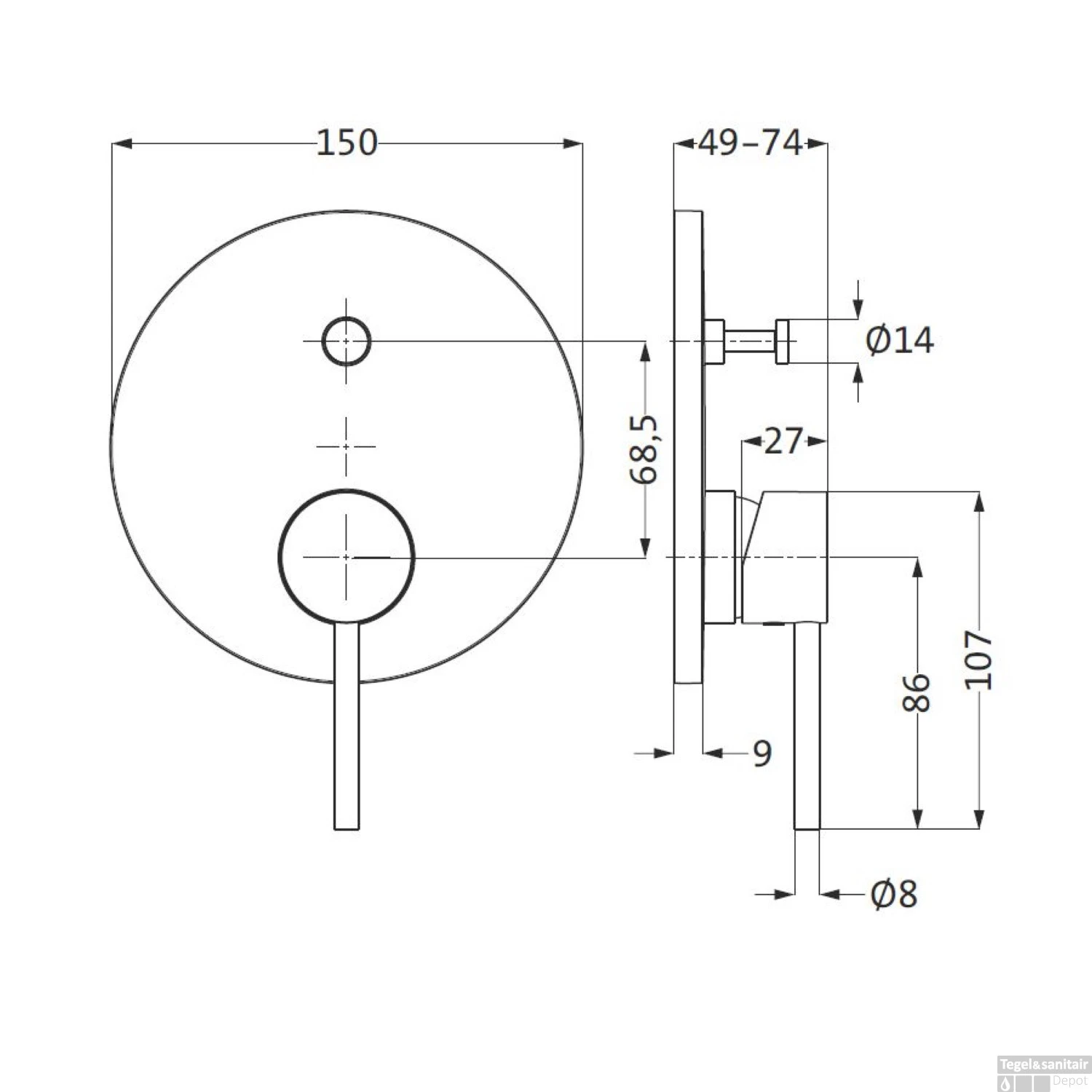 Inbouw Bad- En Douchemengkraan Herzbach Design New Chroom 4 Inbouw Bad- En Douchemengkraan Herzbach Design New Chroom - Afbeelding 2