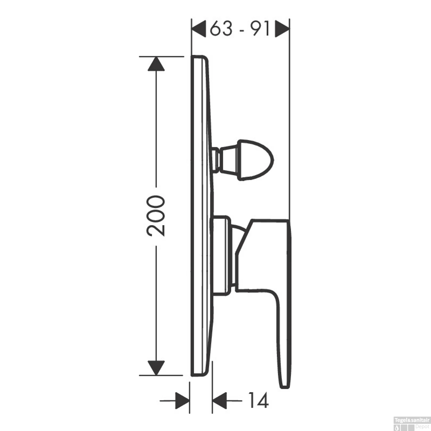 Inbouw Badmengkraan HansGrohe Vernis Blend Eengreeps Ovaal Mat Zwart 4 Inbouw Badmengkraan HansGrohe Vernis Blend Eengreeps Ovaal Mat Zwart - Afbeelding 2
