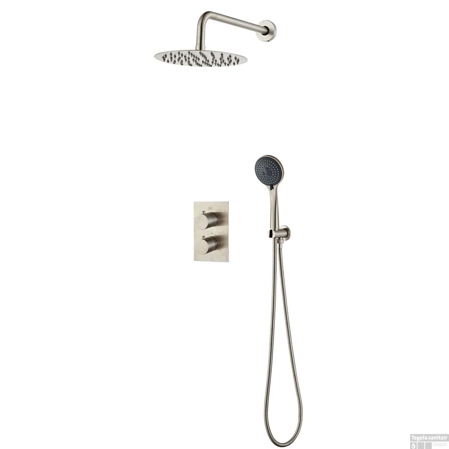 Inbouw Regendouche BWS Exclusive Volledig 304 RVS 20cm Met 3 Standen Handdouche