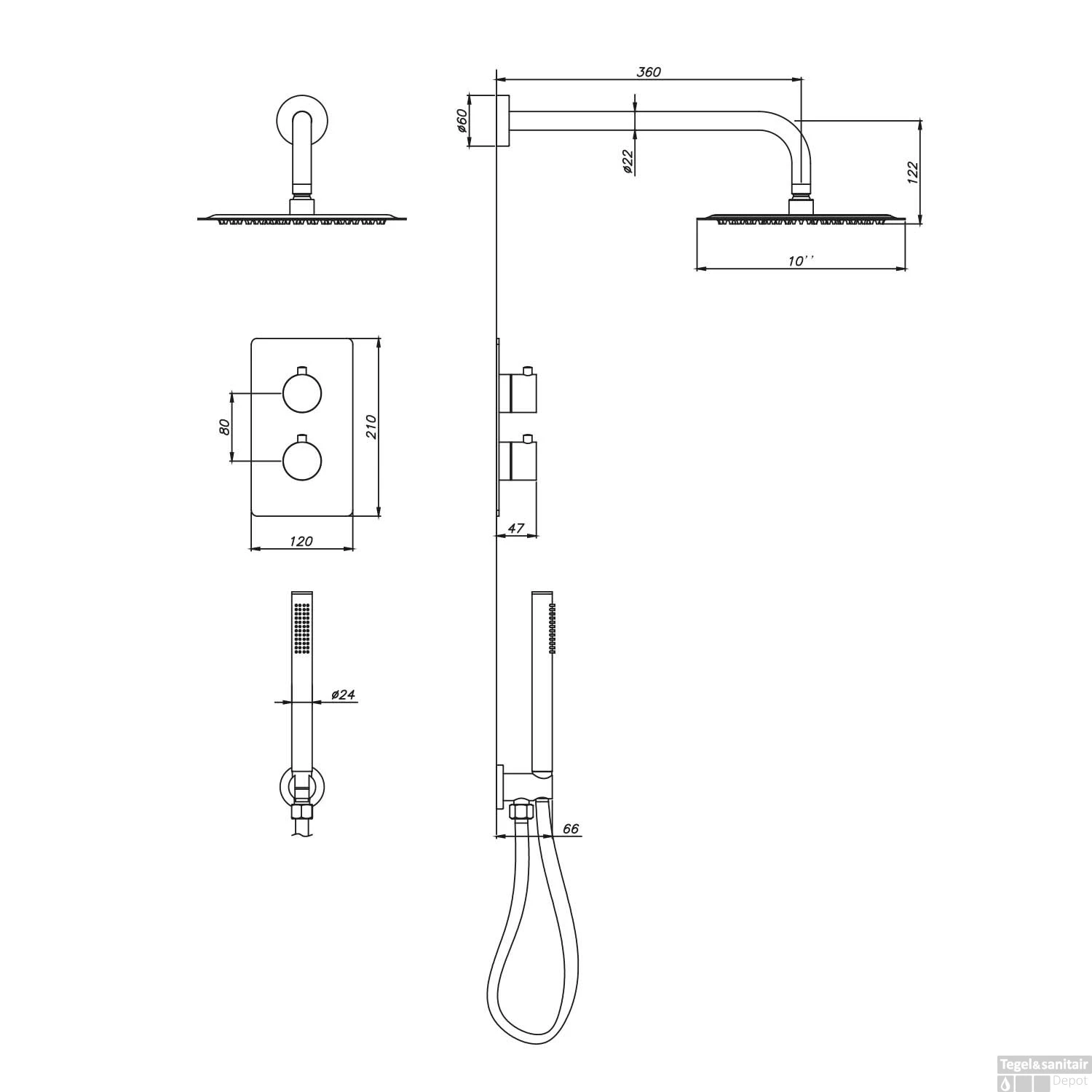 Inbouw Regendouche Set Boss & Wessing Colorato Met Handdouche En Wanduitloop Geborsteld Koper 9 Inbouw Regendouche Set Boss & Wessing Colorato Met Handdouche En Wanduitloop Geborsteld Koper - Afbeelding 7