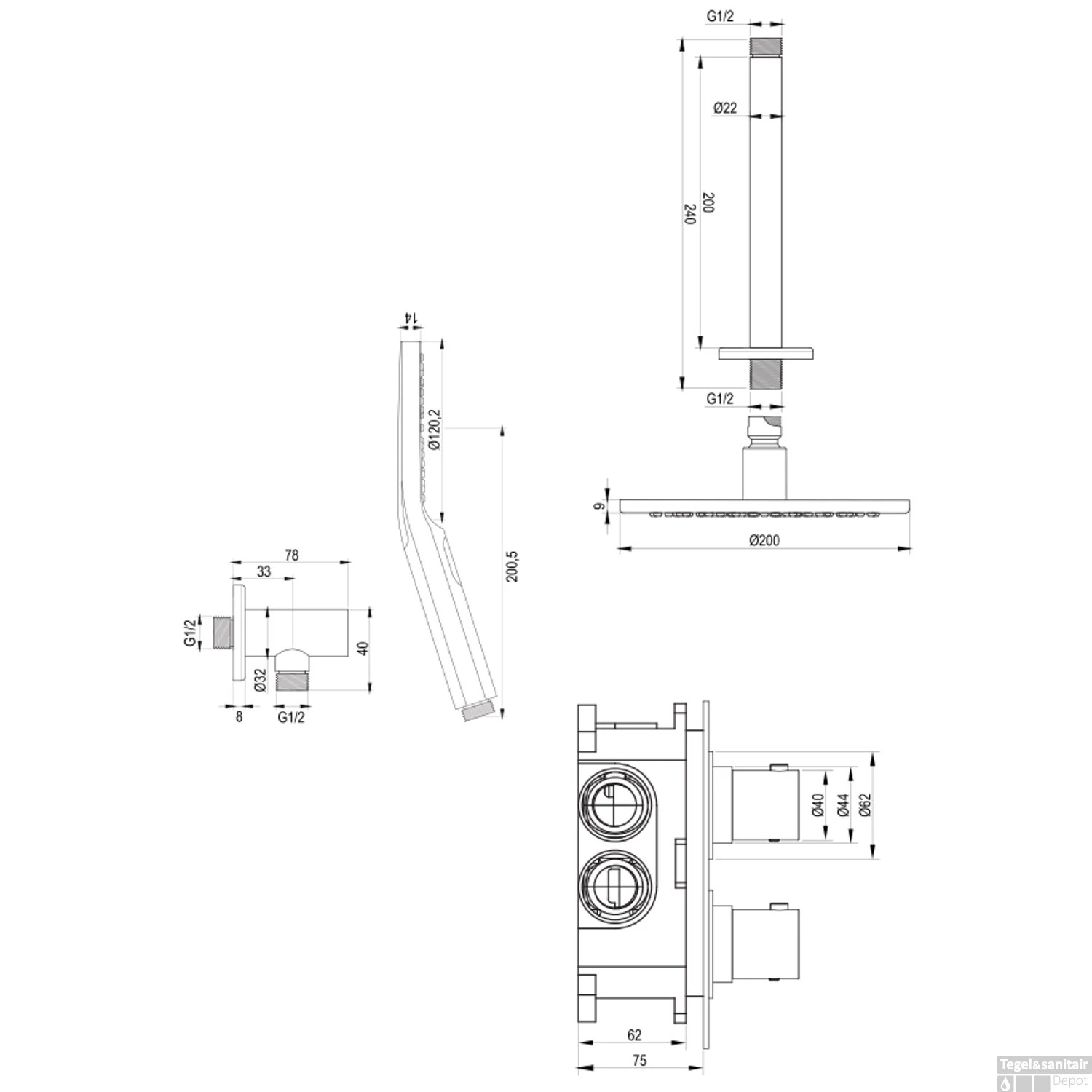 Inbouw Regendouche Set Brauer Chrome Edition Plafond Uitloop Ronde Hoofddouche 20 Cm Met Handdouche 3 Standen 12 Inbouw Regendouche Set Brauer Chrome Edition Plafond Uitloop Ronde Hoofddouche 20 Cm Met Handdouche 3 Standen - Afbeelding 10