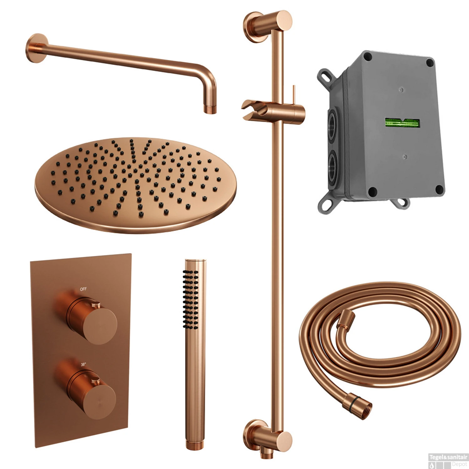 Inbouw Regendouche Set Brauer Copper Edition Gebogen Wanduitloop Ronde Hoofddouche 30 Cm Met Glijstang Koper 4 Inbouw Regendouche Set Brauer Copper Edition Gebogen Wanduitloop Ronde Hoofddouche 30 Cm Met Glijstang Koper - Afbeelding 2