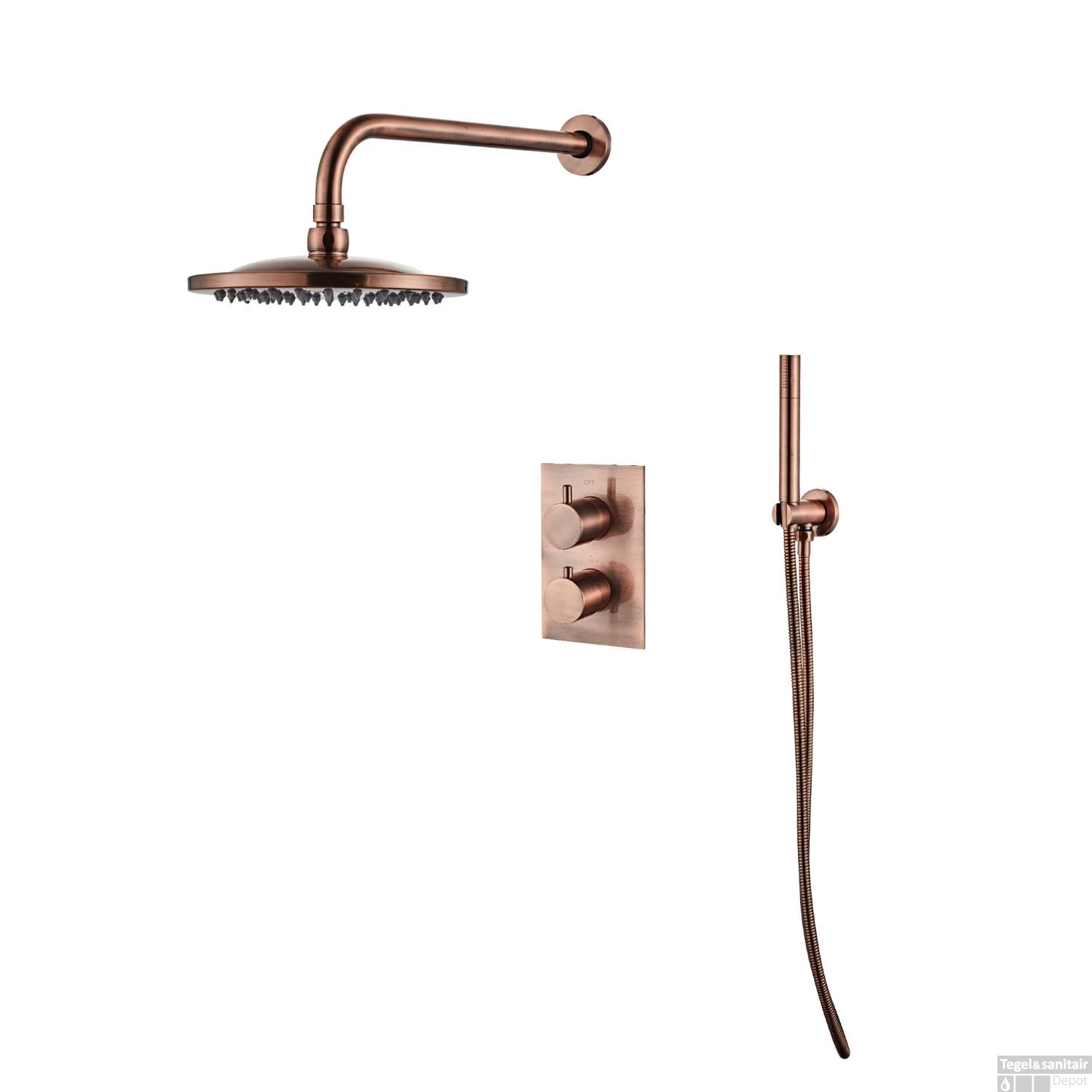 Inbouw Regendouche Set BWS 30 Cm Met Plafondarm Geborsteld Koper 3 Inbouw Regendouche Set BWS 30 Cm Met Plafondarm Geborsteld Koper