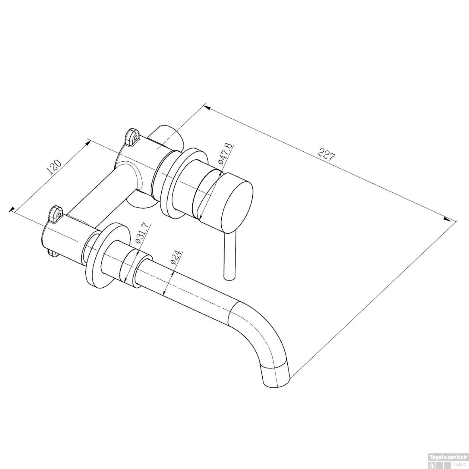 BWS Wastafelkraan Inbouw | Colorato | Incl. Inbouwdeel | Messing | Mat Zwart 6 BWS Wastafelkraan Inbouw | Colorato | Incl. Inbouwdeel | Messing | Mat Zwart - Afbeelding 4