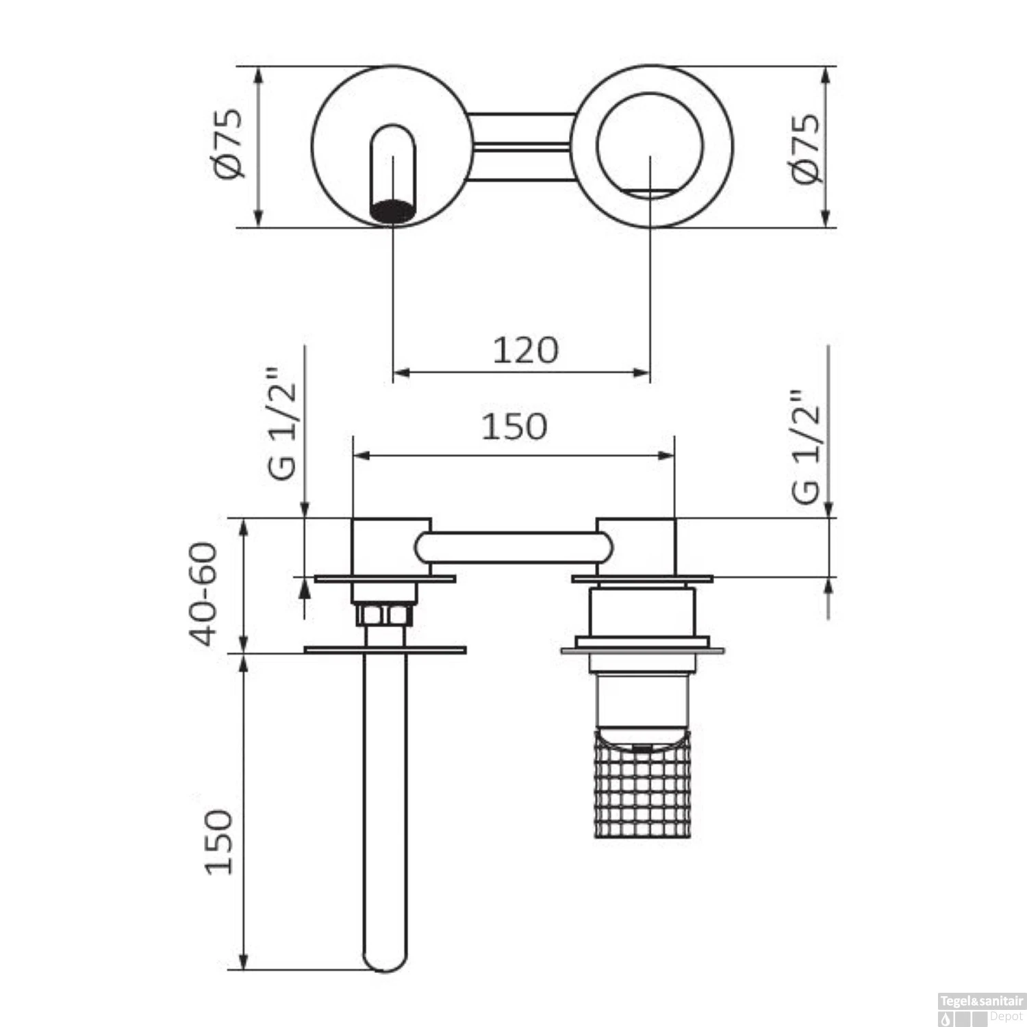 Inbouw Wastafelkraan GRB Aura Mengkraan 15 Cm Messing Chroom Zonder Clickwaste 4 Inbouw Wastafelkraan GRB Aura Mengkraan 15 Cm Messing Chroom Zonder Clickwaste - Afbeelding 2