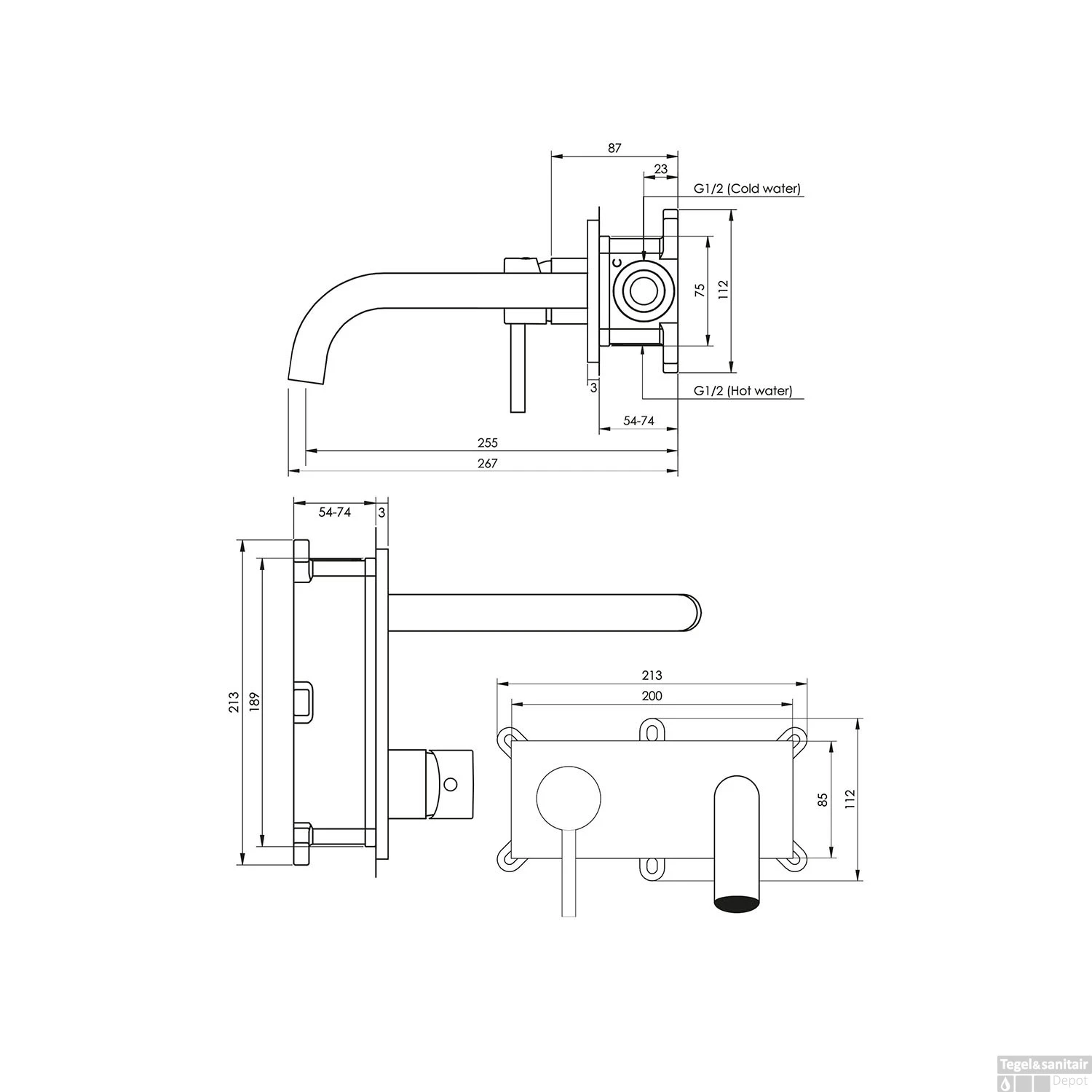 Inbouw Wastafelmengkraan Brauer Chrome Edition Coldstart Gebogen Uitloop Ronde Hendel Links Chroom Met Afdekplaat 5 Inbouw Wastafelmengkraan Brauer Chrome Edition Coldstart Gebogen Uitloop Ronde Hendel Links Chroom Met Afdekplaat - Afbeelding 3