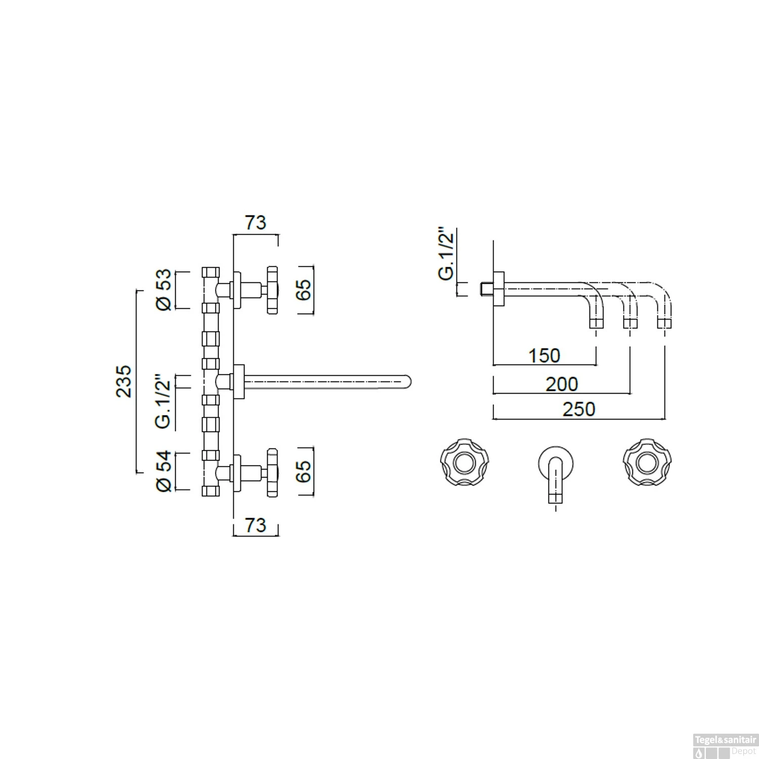 Inbouw Wastafelmengkraan Sanimex Giulini Tweeknops 20cm Inclusief G-Link Inbouwdeel Chroom 4 Inbouw Wastafelmengkraan Sanimex Giulini Tweeknops 20cm Inclusief G-Link Inbouwdeel Chroom - Afbeelding 2