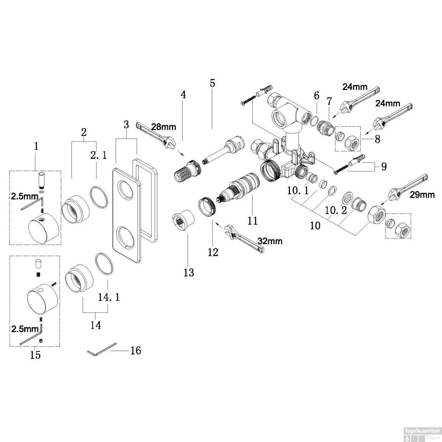 Inbouwthermostaat Wiesbaden Caral 2-weg Rond Mat Zwart 5 Inbouwthermostaat Wiesbaden Caral 2-weg Rond Mat Zwart - Afbeelding 3