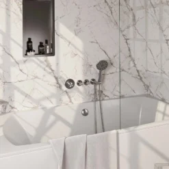 Inbouwthermostaatset Brauer Brushed Carving Incl 3 Standen Handdouche En Badafvoer RVS