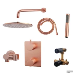 Inbouwthermostaatset Wiesbaden Caral Rond 30cm Muuruitloop Geborsteld Koper PVD Coating -Exporteren Badkamer Top Winkel inbouwthermostaatset wiesbaden caral rond 30cm geborsteld koper shop