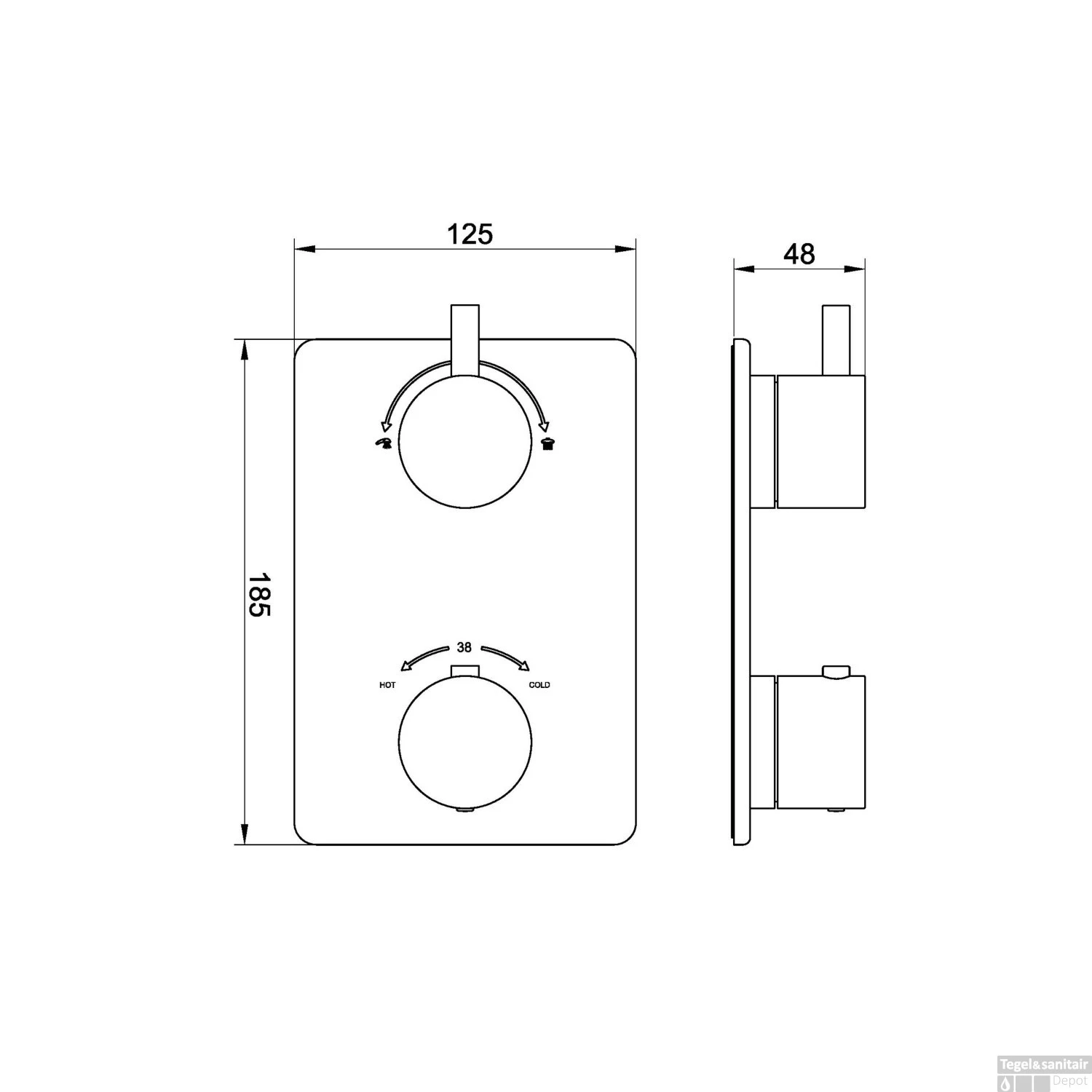Inbouwthermostaatset Wiesbaden Caral Rond 20cm Muuruitloop Geborsteld Messing Goud PVD Coating 7 Inbouwthermostaatset Wiesbaden Caral Rond 20cm Muuruitloop Geborsteld Messing Goud PVD Coating - Afbeelding 5