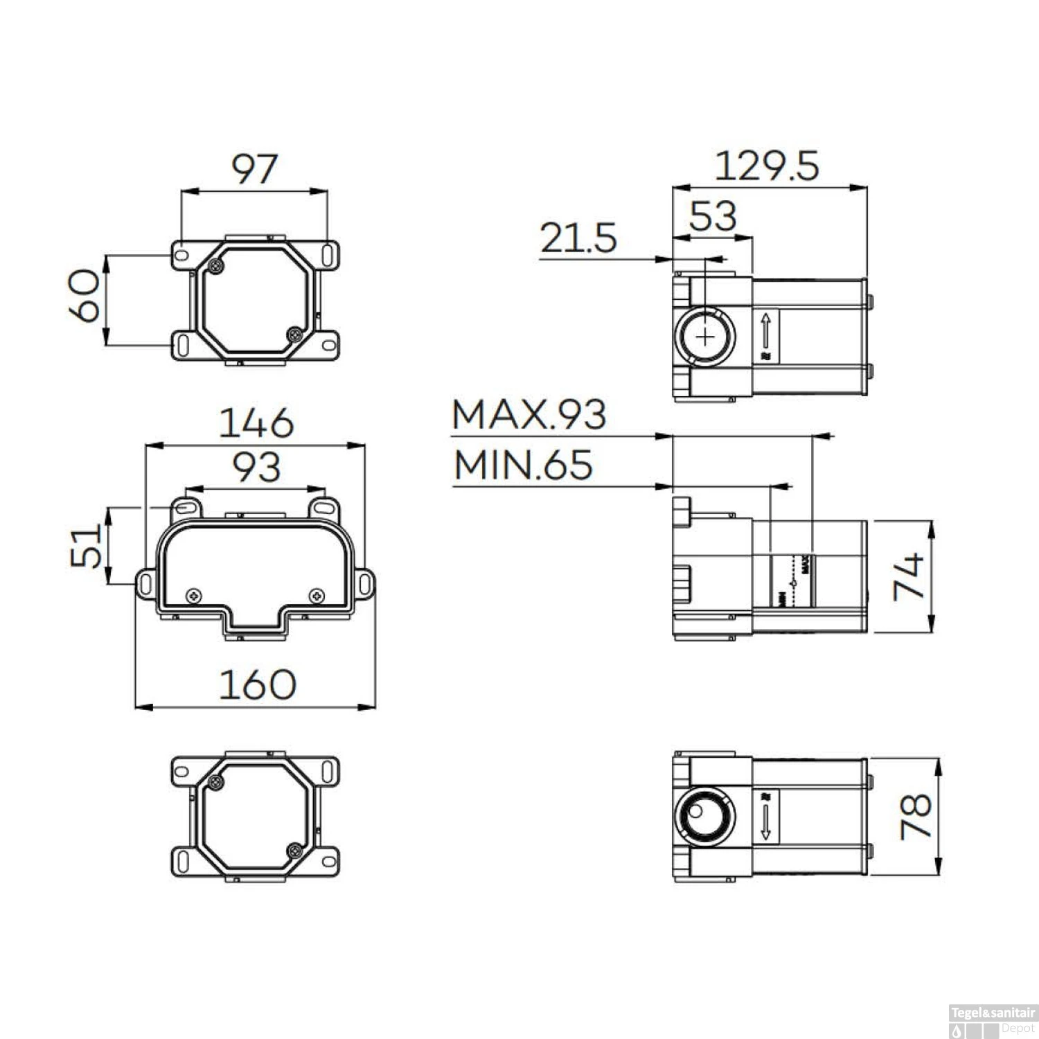 Inbouwdeel Lagoo Garda Voor Thermostaat Met 2 Stopkranen (G2233) 4 Inbouwdeel Lagoo Garda Voor Thermostaat Met 2 Stopkranen (G2233) - Afbeelding 2