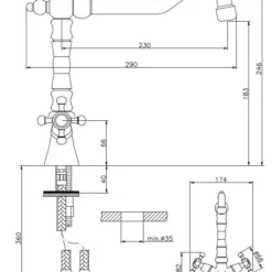 Keukenkraan Huber Victorian RVS-look 25701HNS