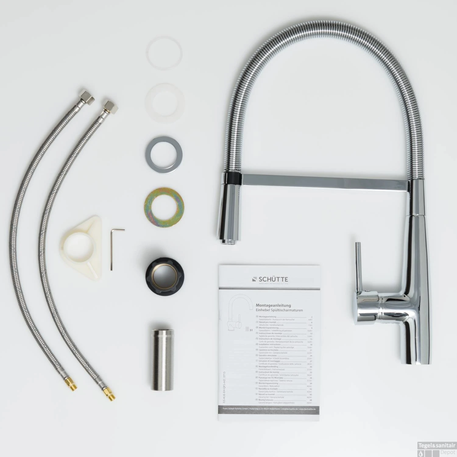 Keukenmengkraan Schutte New York Hoge Draaibare Uitloop Met Spiraalveer Chroom - Afbeelding 6