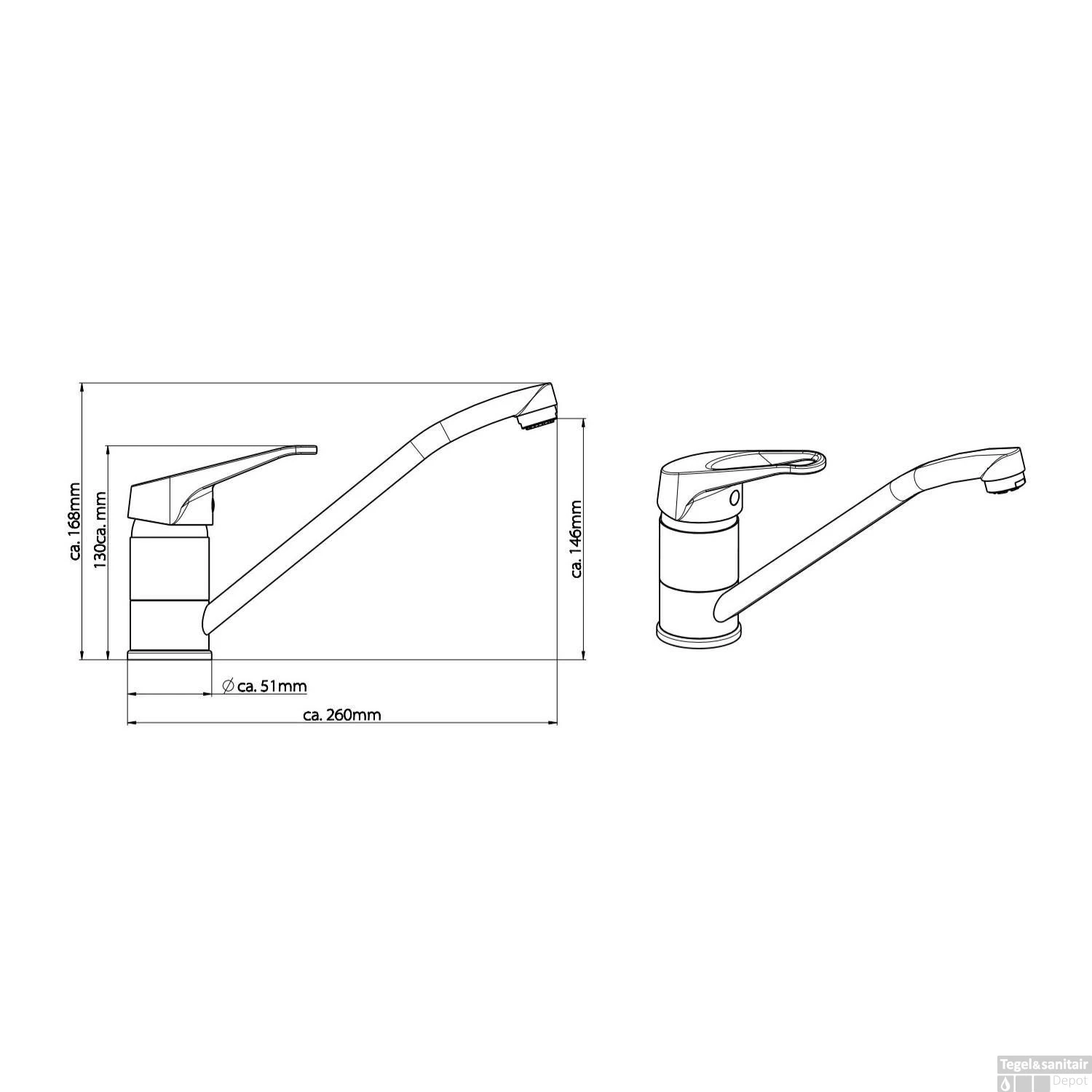 Keukenmengkraan Schutte Tassoni Draaibare Uitloop Lage Druk Chroom 4 Keukenmengkraan Schutte Tassoni Draaibare Uitloop Lage Druk Chroom - Afbeelding 2