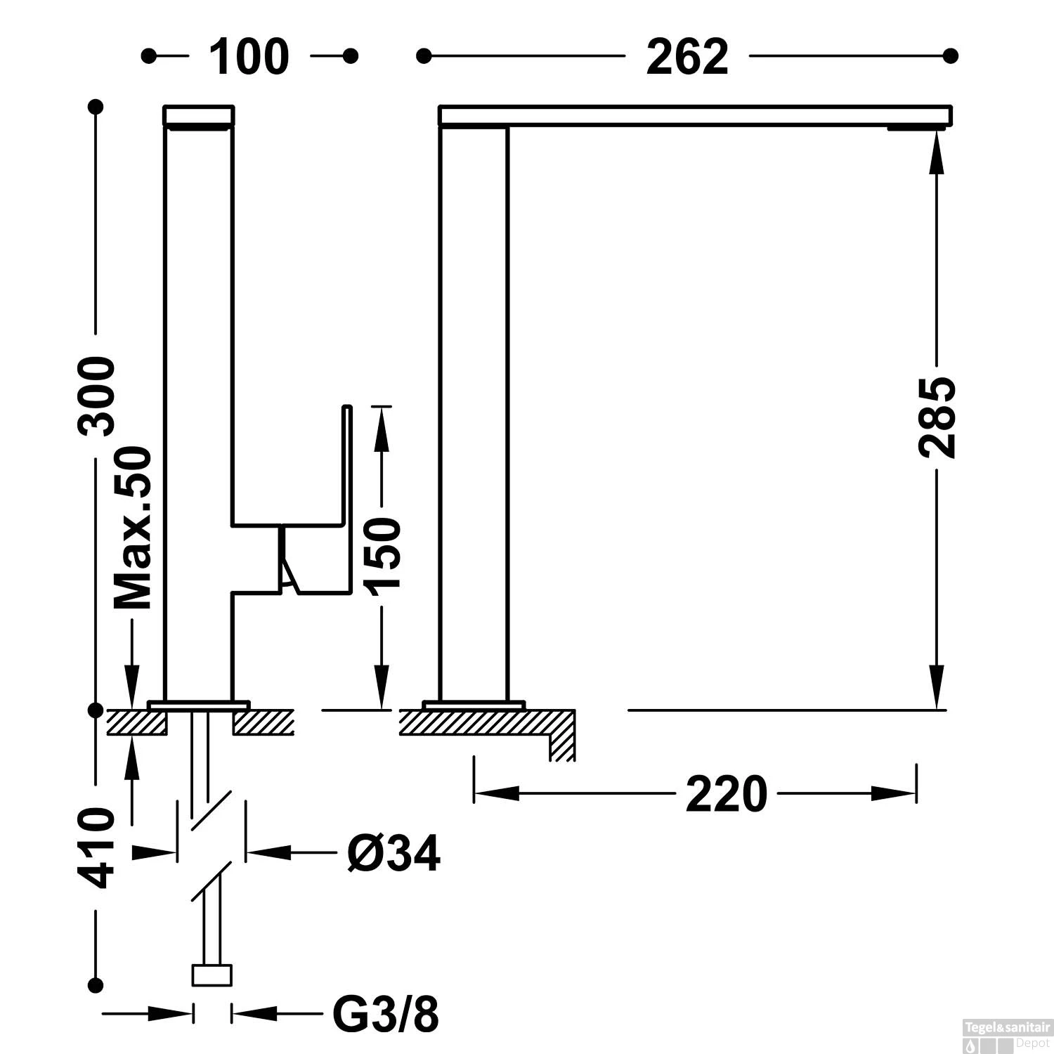 Keukenmengkraan Tres Cocina Rechthoekig Uitloop 26.2 Mat Wit 4 Keukenmengkraan Tres Cocina Rechthoekig Uitloop 26.2 Mat Wit - Afbeelding 2