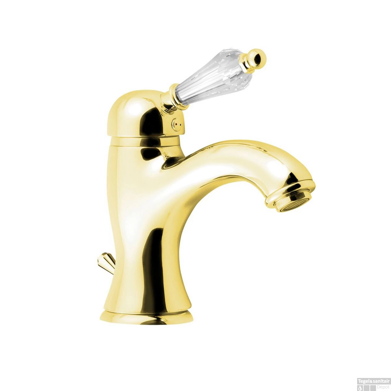 Wastafelmengkraan Sapho Kirké Retro Kristal 1-hendel Gebogen 18.2 Cm Goud (incl. Clickwaste) 3 Wastafelmengkraan Sapho Kirké Retro Kristal 1-hendel Gebogen 18.2 Cm Goud (incl. Clickwaste)