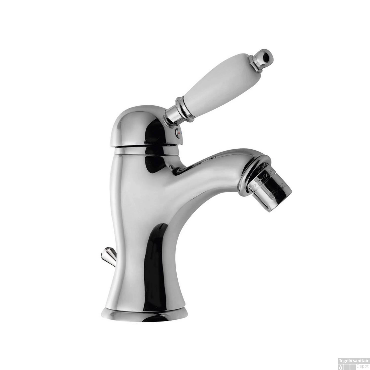 Bidetmengkraan Sapho Kirké Retro Wit 1-hendel Gebogen 18.2 Cm Chroom (incl. Clickwaste)