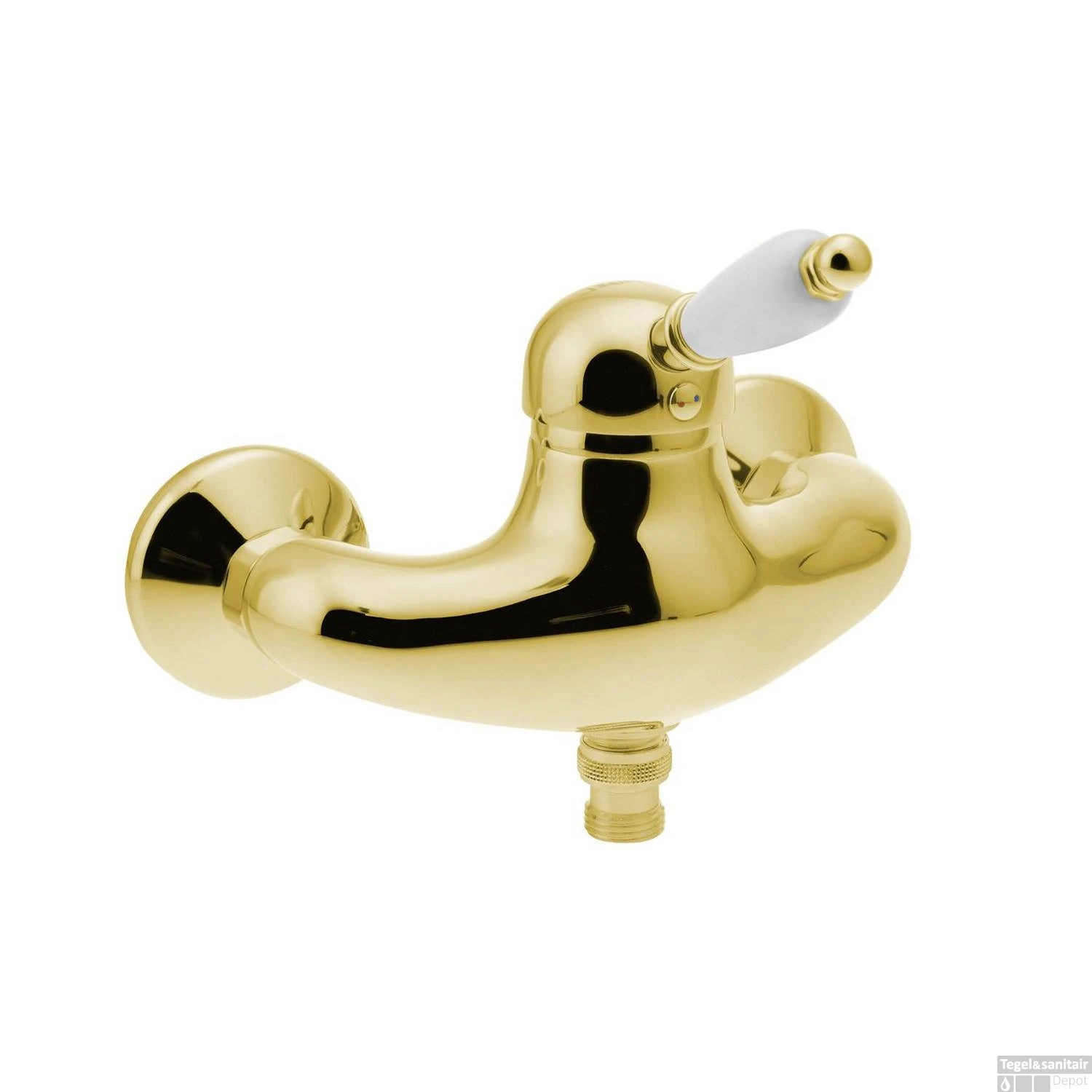 Opbouw Douchekraan Sapho Kirké Mengkraan Retro Wit 1-hendel Goud