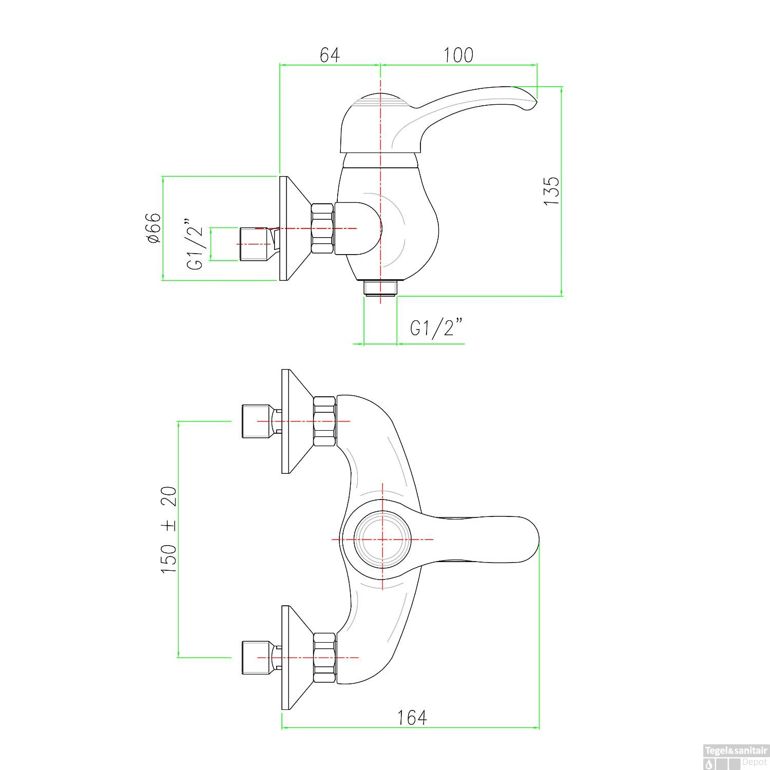 Opbouw Douchekraan Sapho Kirké Mengkraan 1-hendel Chroom 4 Opbouw Douchekraan Sapho Kirké Mengkraan 1-hendel Chroom - Afbeelding 2