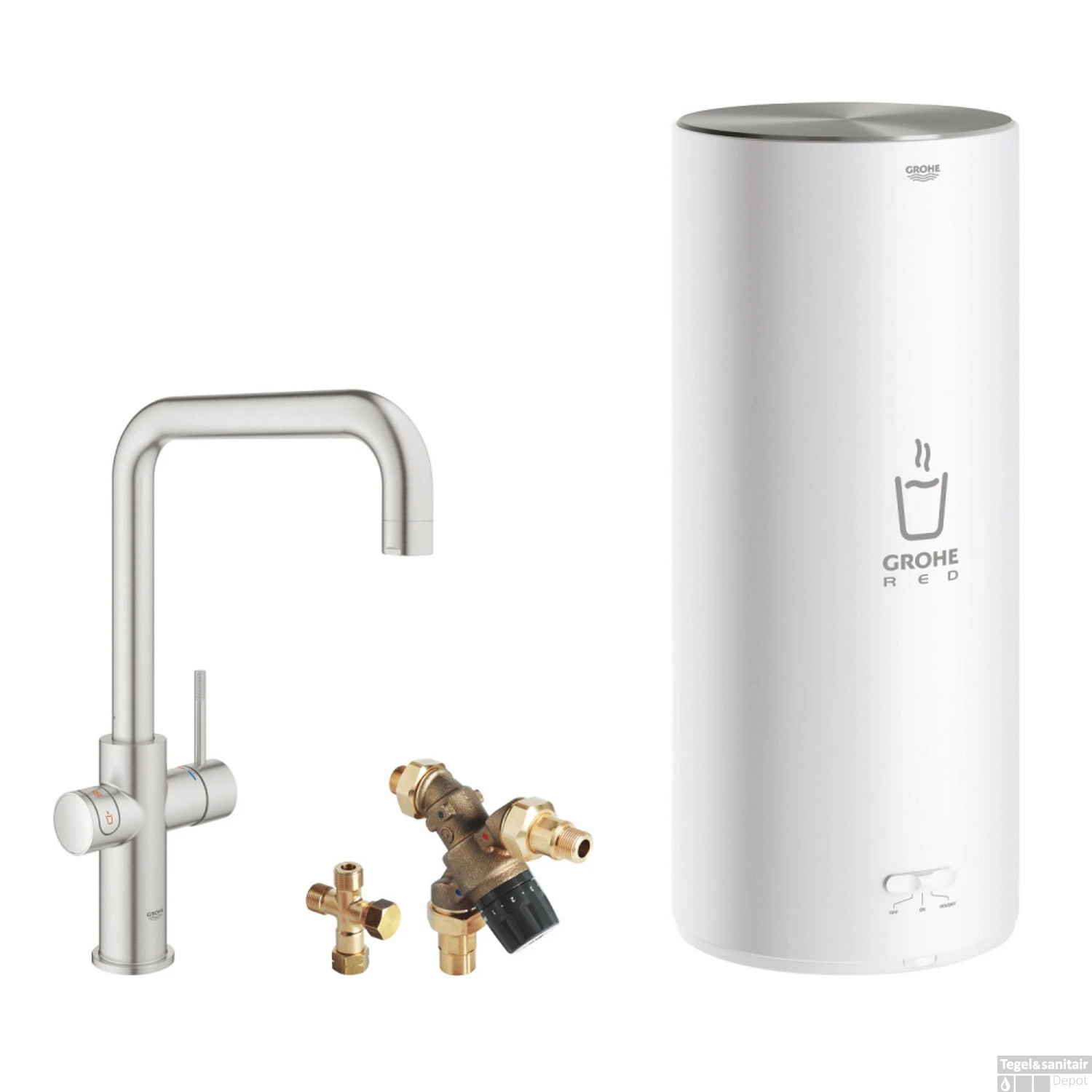 Kokendwaterkraan Grohe Red New Duo Met U Uitloop En L Size Boiler RVS