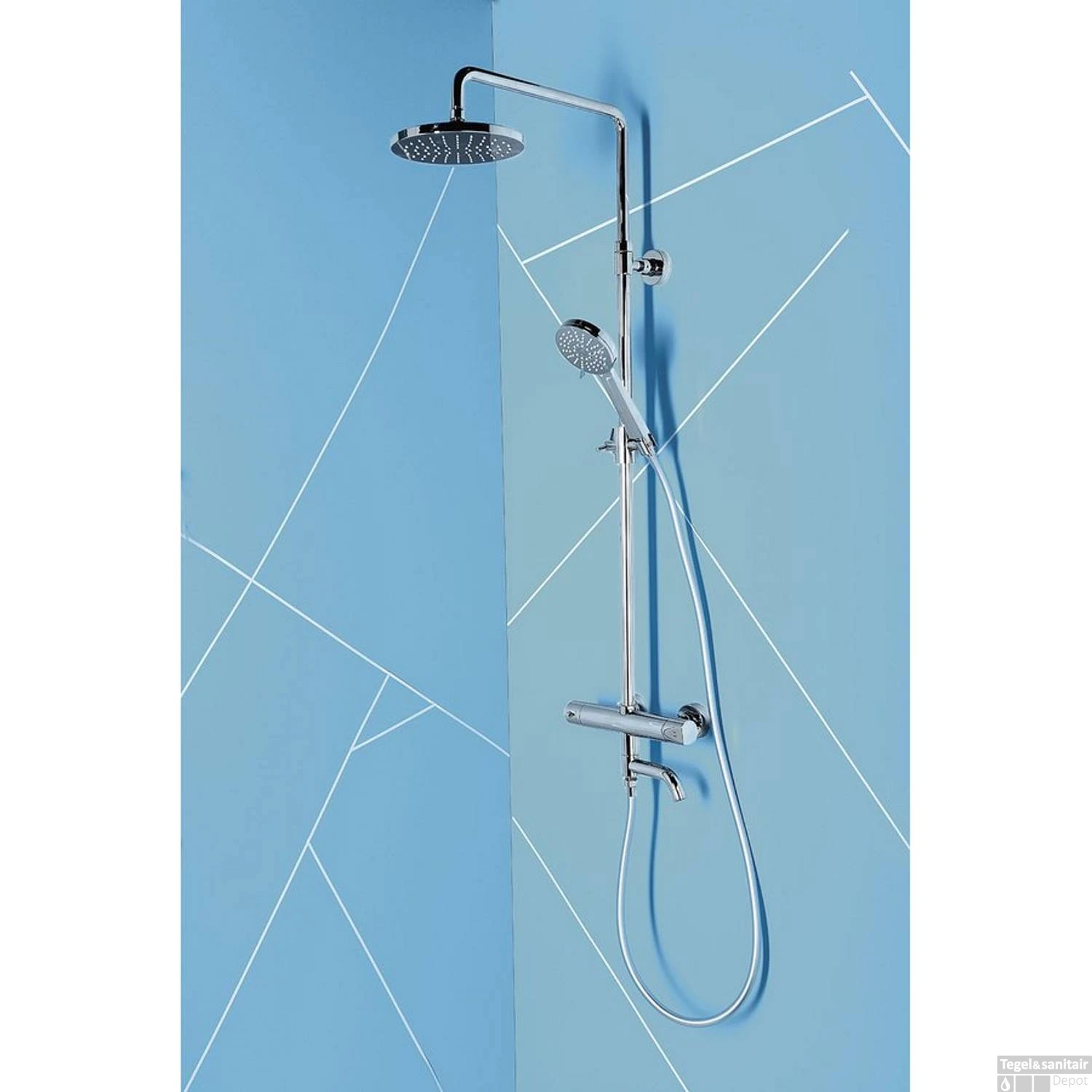 Regendouche Opbouwset Sapho Kimura Douche / Bad Chroom (incl. Thermostatische Kraan) 5 Regendouche Opbouwset Sapho Kimura Douche / Bad Chroom (incl. Thermostatische Kraan) - Afbeelding 3