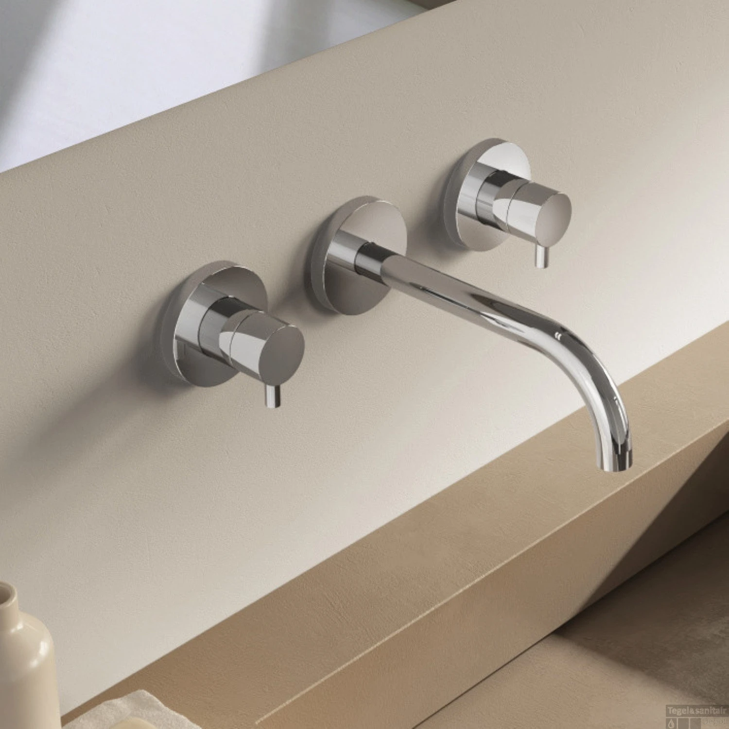 Wastafelkraan Hotbath Laddy Inbouw 3-Gats Geborsteld Nikkel 4 Wastafelkraan Hotbath Laddy Inbouw 3-Gats Geborsteld Nikkel - Afbeelding 2