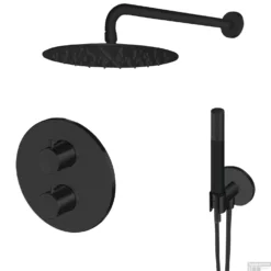 Inbouw Thermostatische Regendoucheset Lagoo Garda Met 2-Weg Omstel En Handdouche Mat Zwart