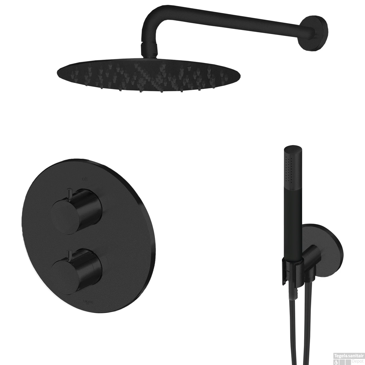 Inbouw Thermostatische Regendoucheset Lagoo Garda Met 2-Weg Omstel En Handdouche Mat Zwart 3 Inbouw Thermostatische Regendoucheset Lagoo Garda Met 2-Weg Omstel En Handdouche Mat Zwart