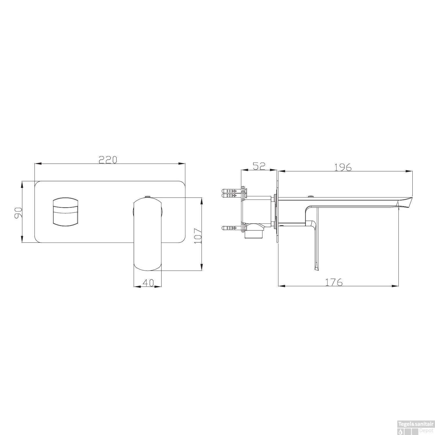 Wastafelmengkraan Inbouw Sapho Mixona 1-hendel Uitloop Recht 17.6 Cm Chroom - Afbeelding 2
