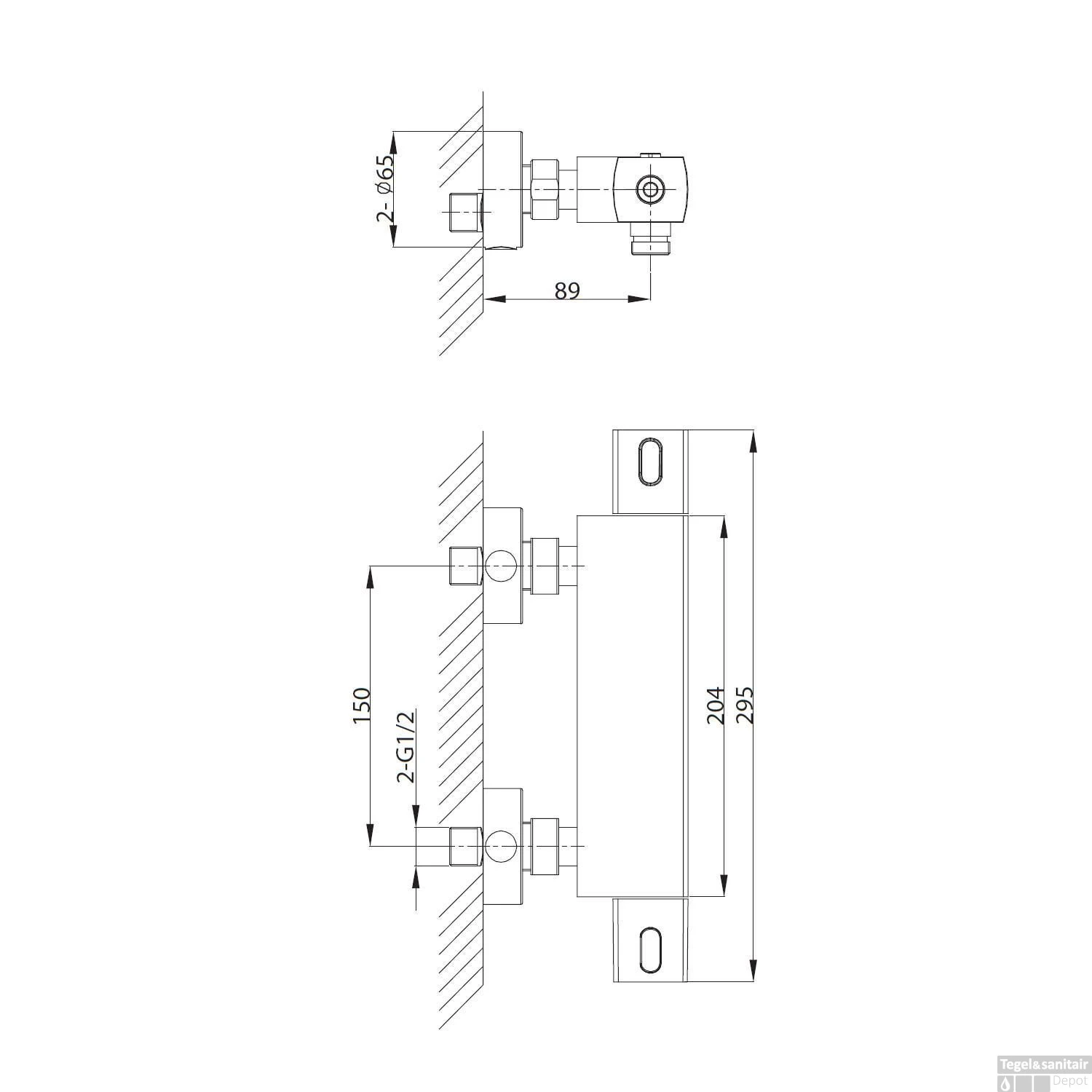 Opbouw Douchekraan Thermostatisch Sapho Mixona 2-knop Chroom 7 Opbouw Douchekraan Thermostatisch Sapho Mixona 2-knop Chroom - Afbeelding 5
