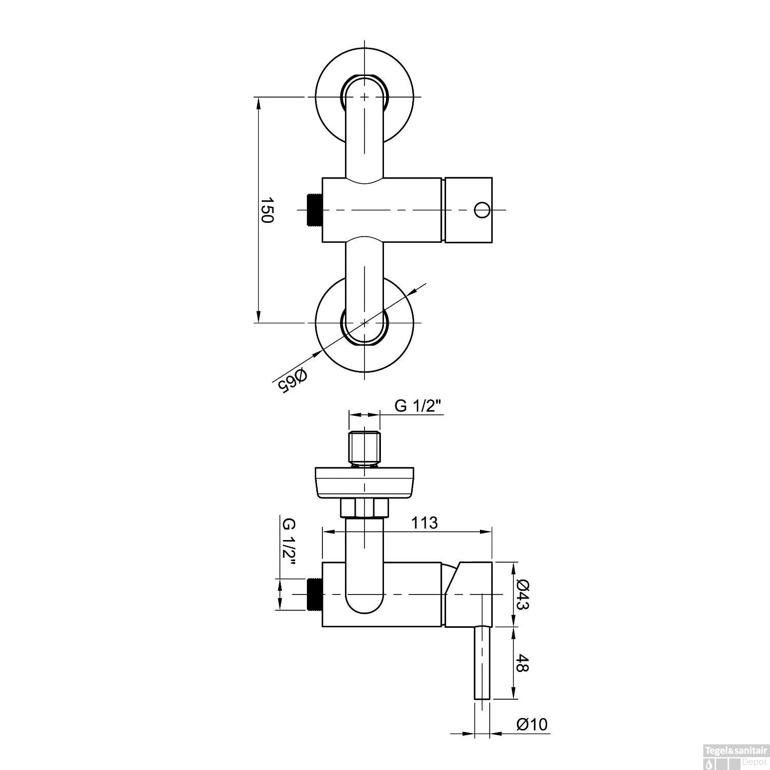 Opbouw Douchekraan Sapho Minimal Mengkraan 1-hendel 11.3 Cm RVS 4 Opbouw Douchekraan Sapho Minimal Mengkraan 1-hendel 11.3 Cm RVS - Afbeelding 2
