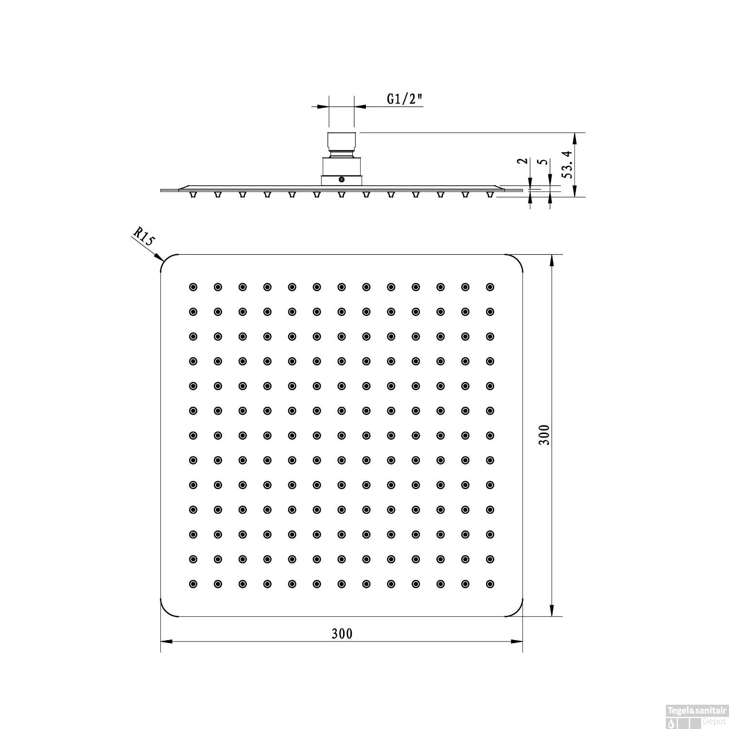 Regendouchekop Sapho Slim Vierkant 30 Cm RVS Gepolijst 5 Regendouchekop Sapho Slim Vierkant 30 Cm RVS Gepolijst - Afbeelding 3