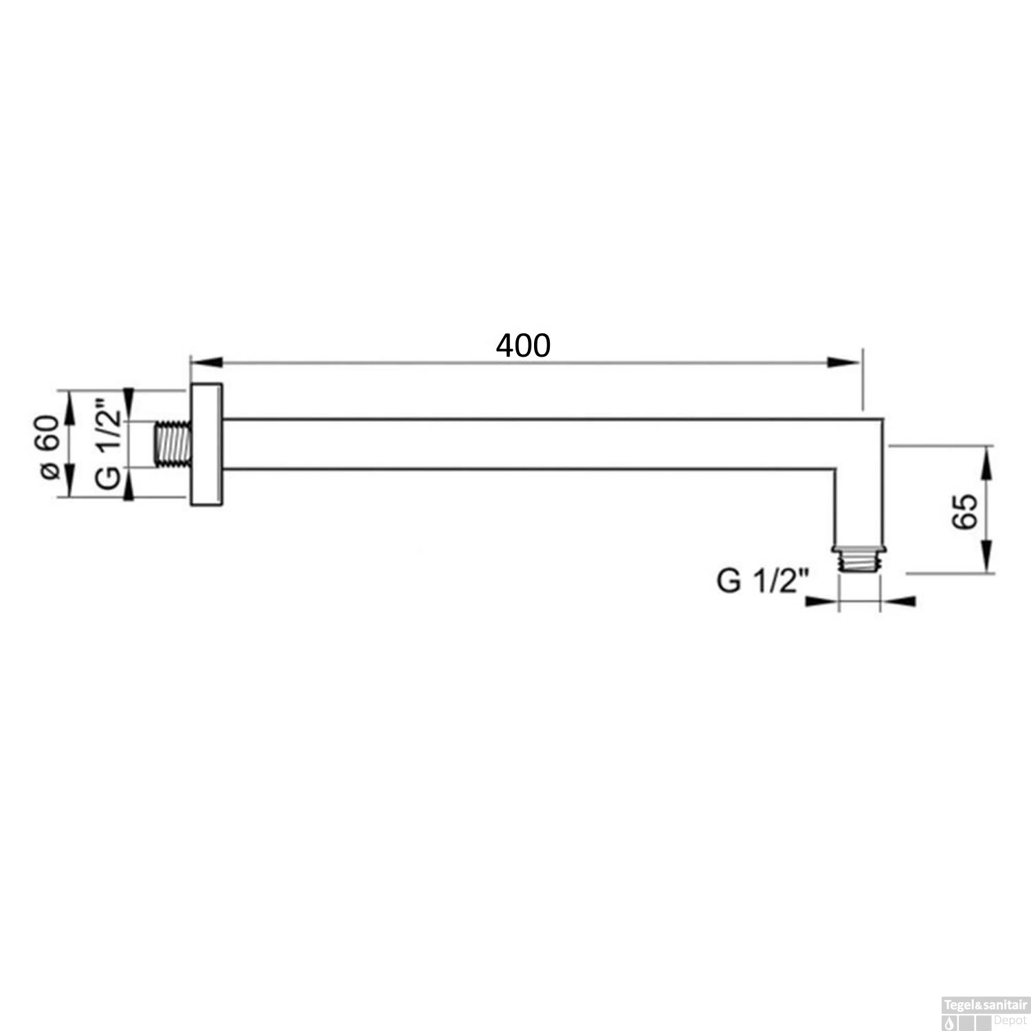 Muuruitloop Hotbath Mate 40 Cm Vierkant Chroom 4 Muuruitloop Hotbath Mate 40 Cm Vierkant Chroom - Afbeelding 2