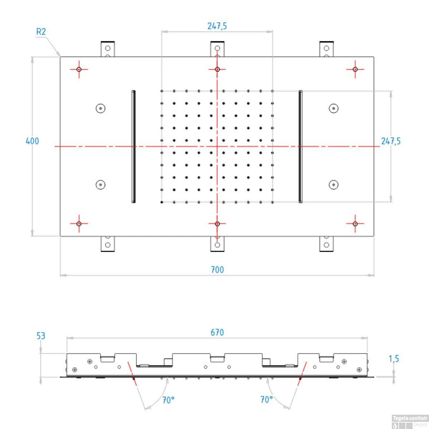 Hoofddouche Showerlicious Lagoo Nesso Met 2 Cascades En Nevel Functie 70 X 40 Cm RVS Geborsteld Goud PVD 4 Hoofddouche Showerlicious Lagoo Nesso Met 2 Cascades En Nevel Functie 70 X 40 Cm RVS Geborsteld Goud PVD - Afbeelding 2