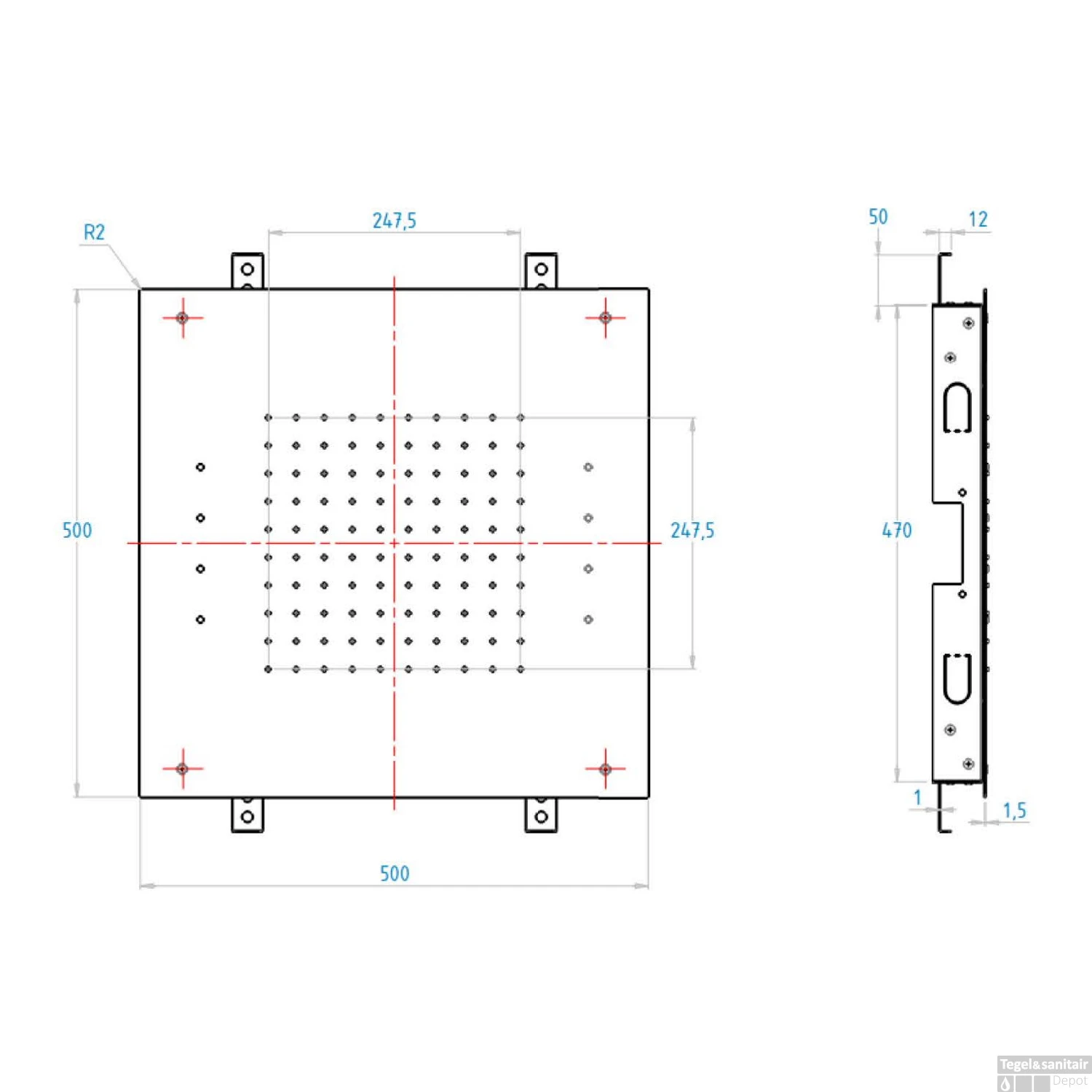 Hoofddouche LED It Rain Lagoo Nesso Multi Color LED Met Afstandsbediening 50 X 50 Cm RVS Chroom 4 Hoofddouche LED It Rain Lagoo Nesso Multi Color LED Met Afstandsbediening 50 X 50 Cm RVS Chroom - Afbeelding 2