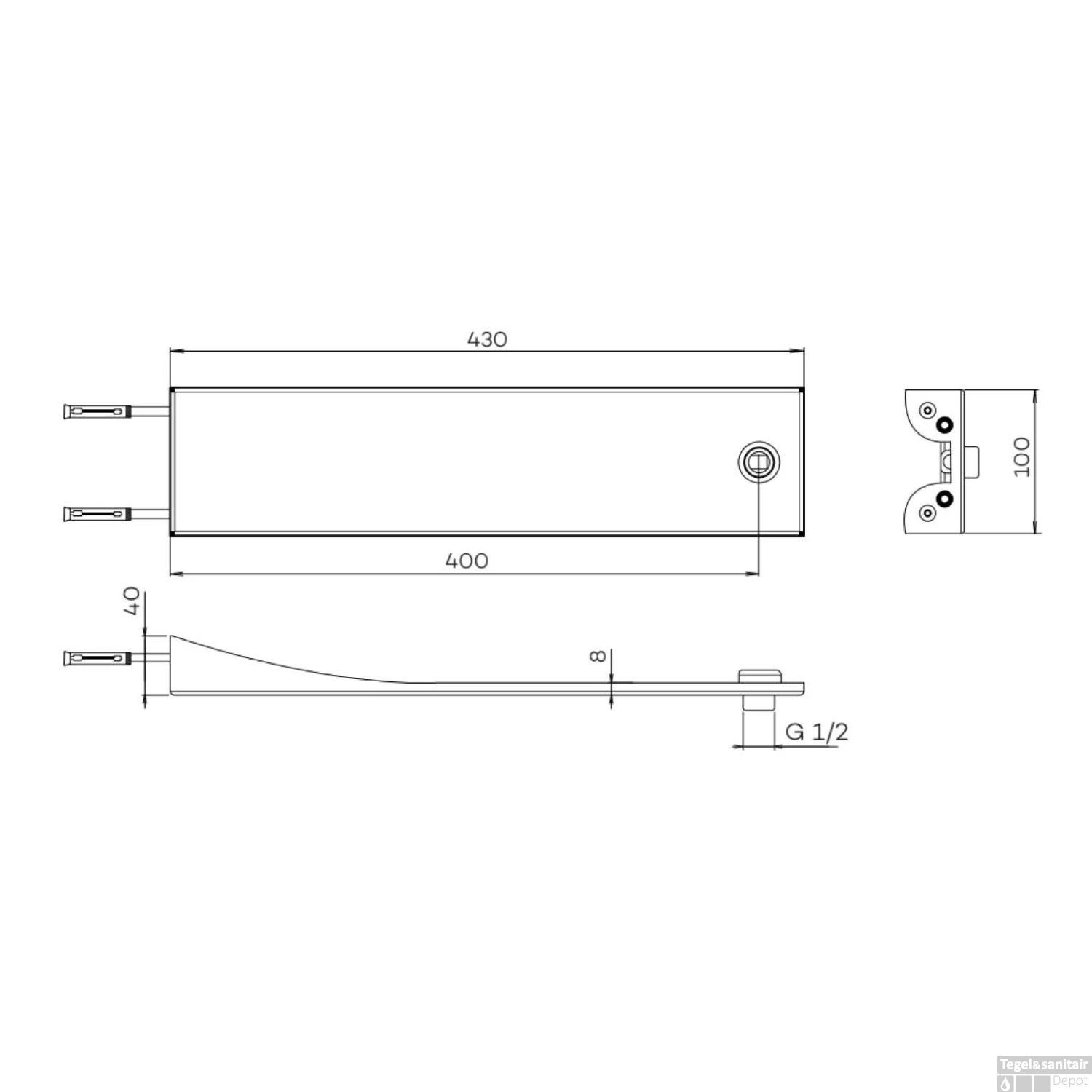 Design Wandarm Lagoo Nesso 43 Cm RVS Mat Zwart 4 Design Wandarm Lagoo Nesso 43 Cm RVS Mat Zwart - Afbeelding 2