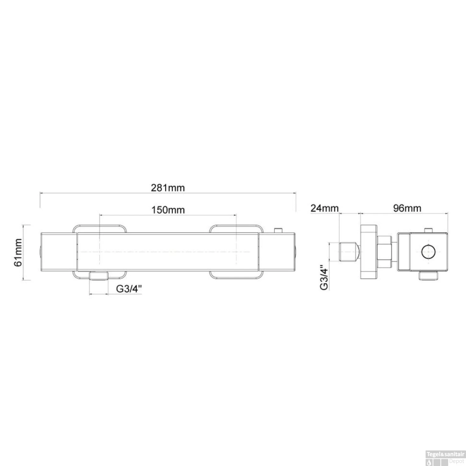 Opbouw Douchekraan Boss & Wessing Brilliant Thermostatisch Chroom 4 Opbouw Douchekraan Boss & Wessing Brilliant Thermostatisch Chroom - Afbeelding 2