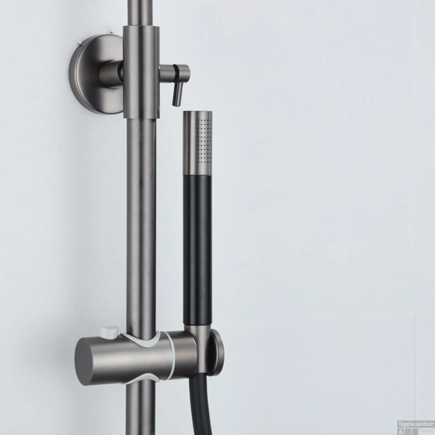 Opbouw Regendouche Set Boss & Wessing Exclusive Pro Ronde Hoofddouche 20 Cm Gunmetal - Afbeelding 3