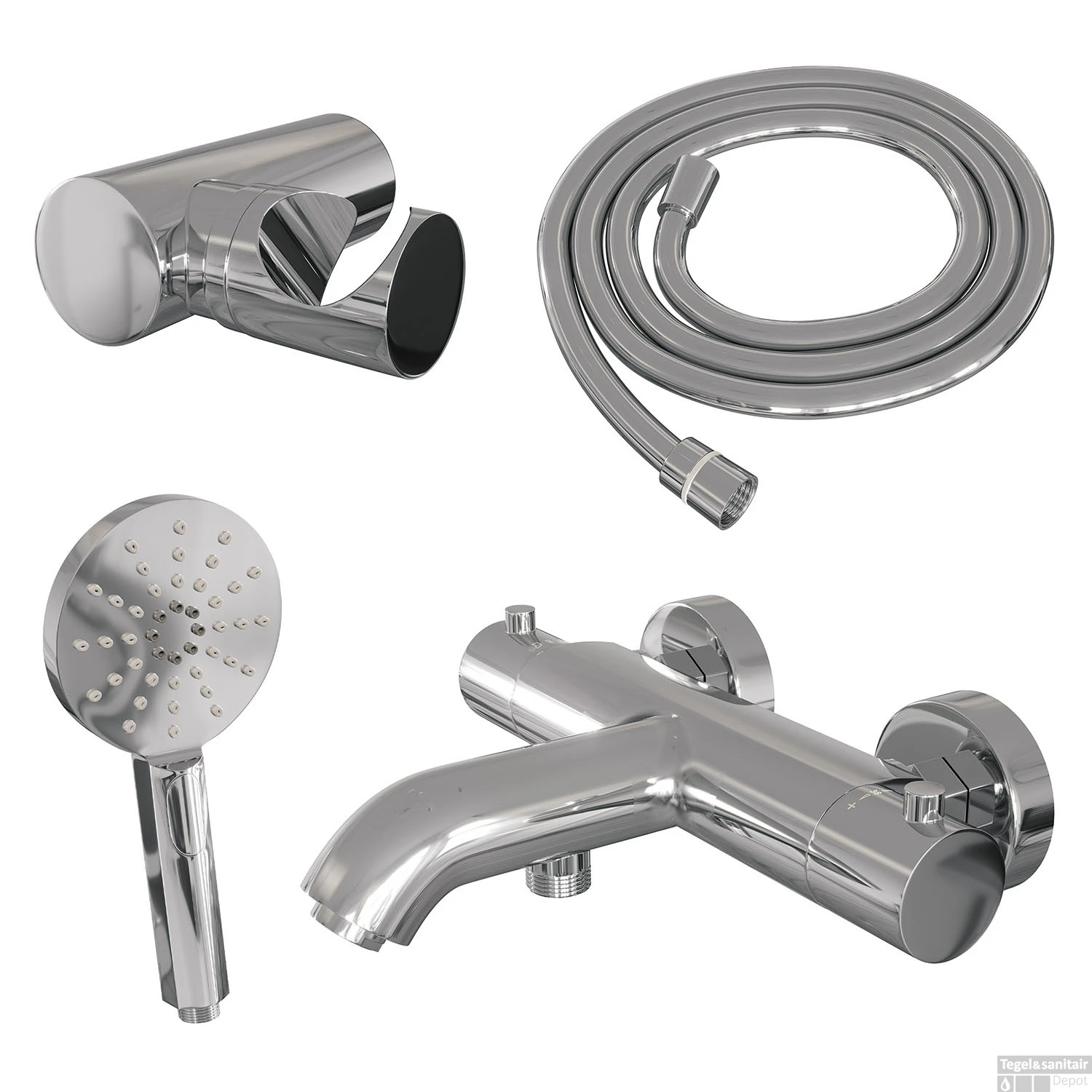 Opbouwset Bad- En Douchekraan Brauer Chrome Edition Thermostatisch Met Wandhouder En Handdouche 3 Standen Chroom 4 Opbouwset Bad- En Douchekraan Brauer Chrome Edition Thermostatisch Met Wandhouder En Handdouche 3 Standen Chroom - Afbeelding 2