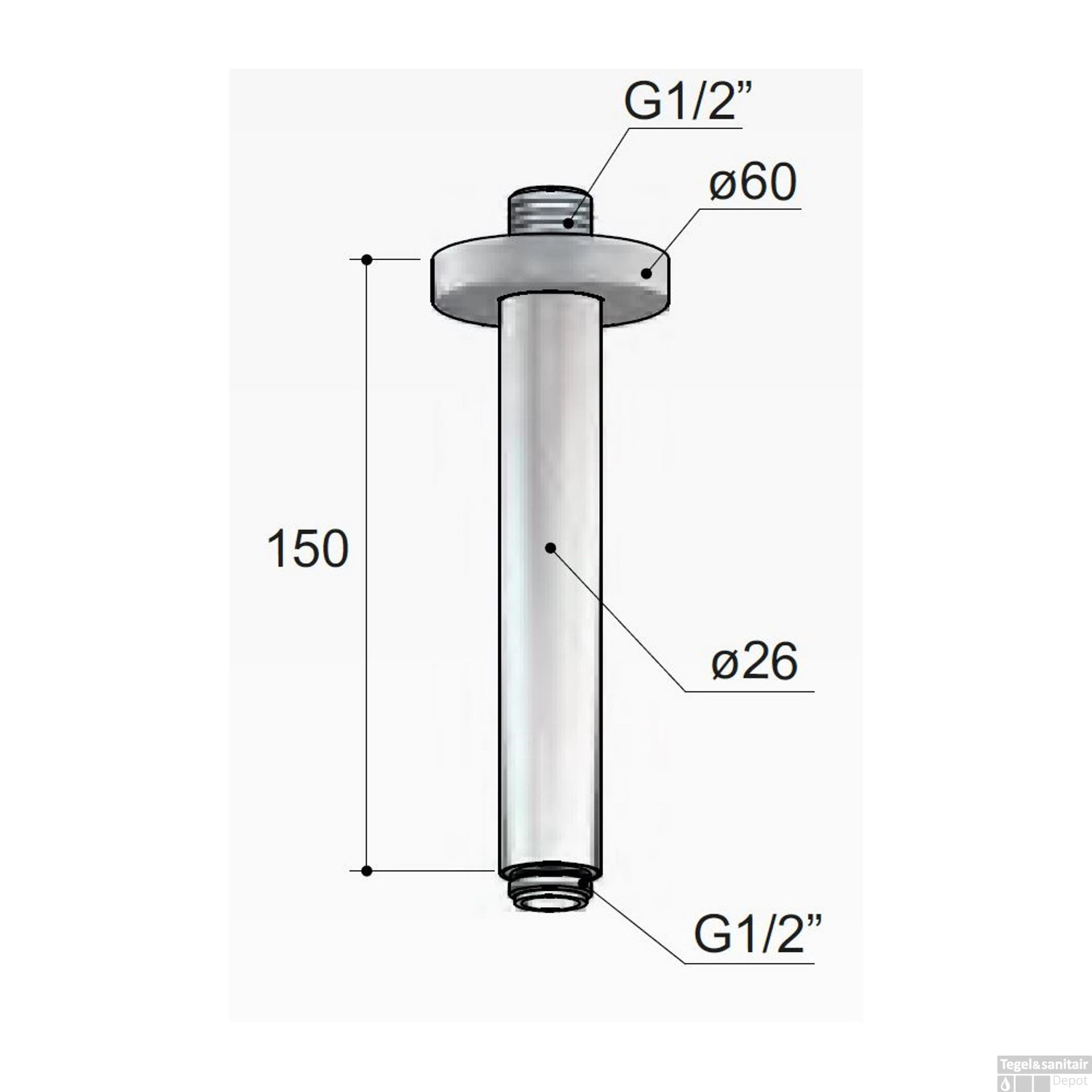 Plafonduitloop Hotbath Mate 15 Cm Rond Chroom 4 Plafonduitloop Hotbath Mate 15 Cm Rond Chroom - Afbeelding 2
