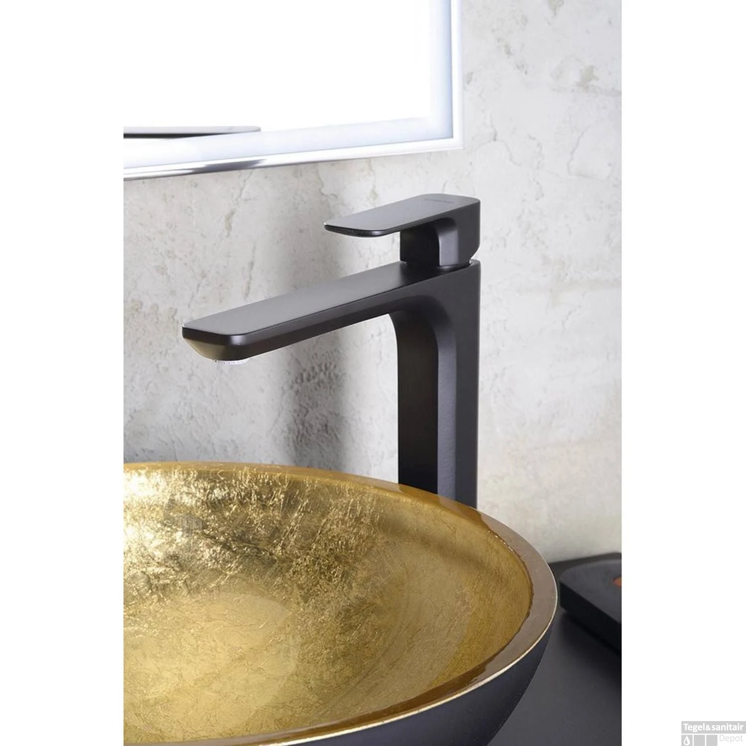 Wastafelmengkraan Sapho Spy 1-hendel Recht Hoog 29.8 Cm Mat Zwart - Afbeelding 3