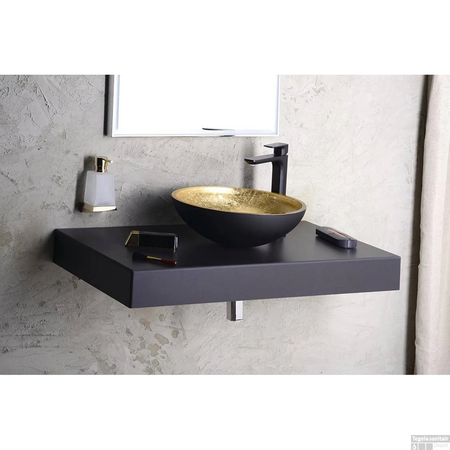 Wastafelmengkraan Sapho Spy 1-hendel Recht Hoog 29.8 Cm Mat Zwart - Afbeelding 2