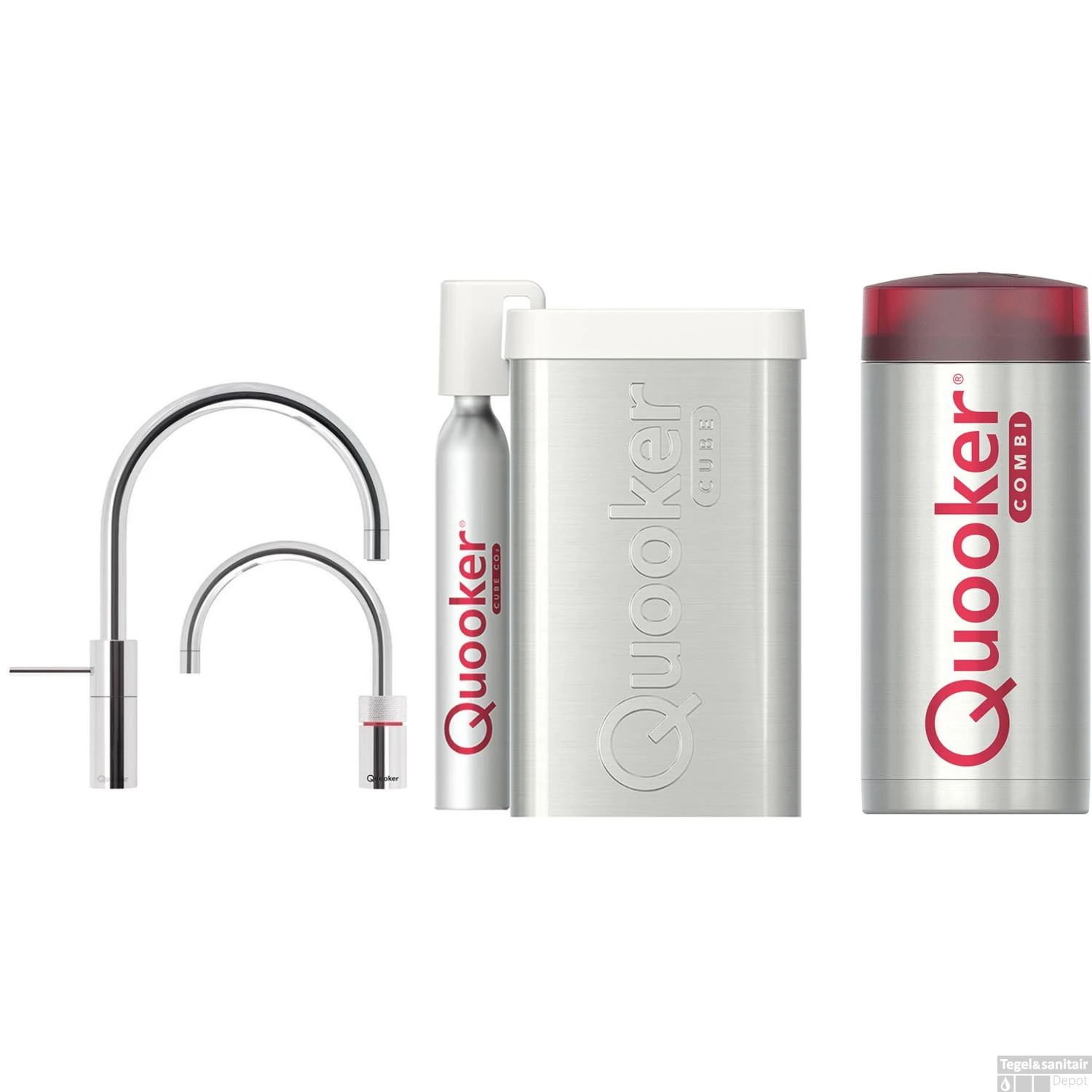 Quooker Cube Nordic Round Twintaps Chroom Met Combi+ Boiler