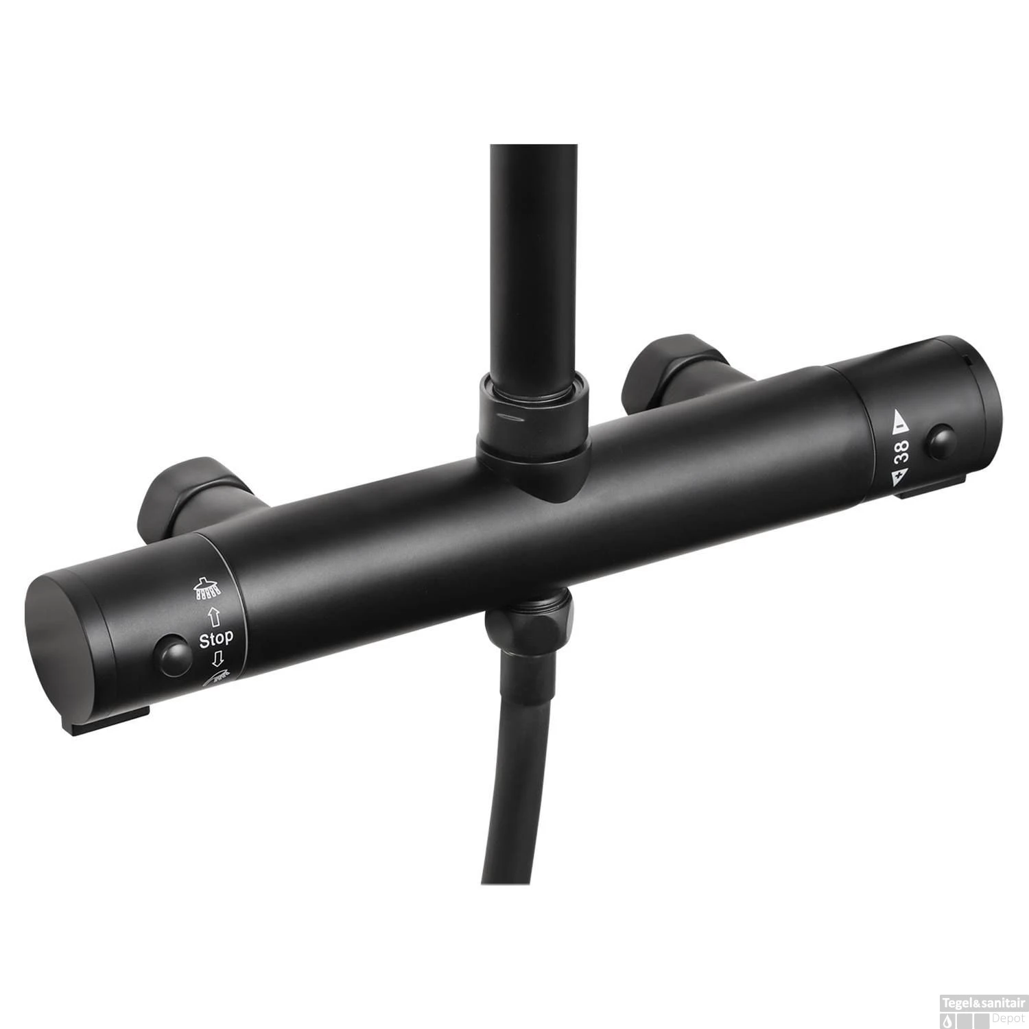 Differnz Regendouche | Thermoline | 25cm Stortdouche Met Handdouche | Opbouw | Mat Zwart - Afbeelding 3