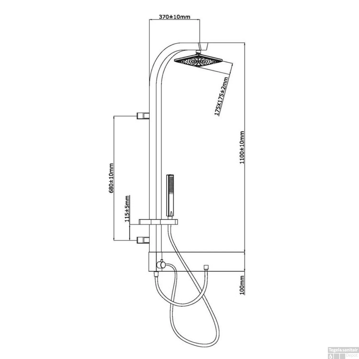 Regendouche Opbouwset Schütte Madagaskar Wellness Stortdouche Wit En Chroom 4 Regendouche Opbouwset Schütte Madagaskar Wellness Stortdouche Wit En Chroom - Afbeelding 2