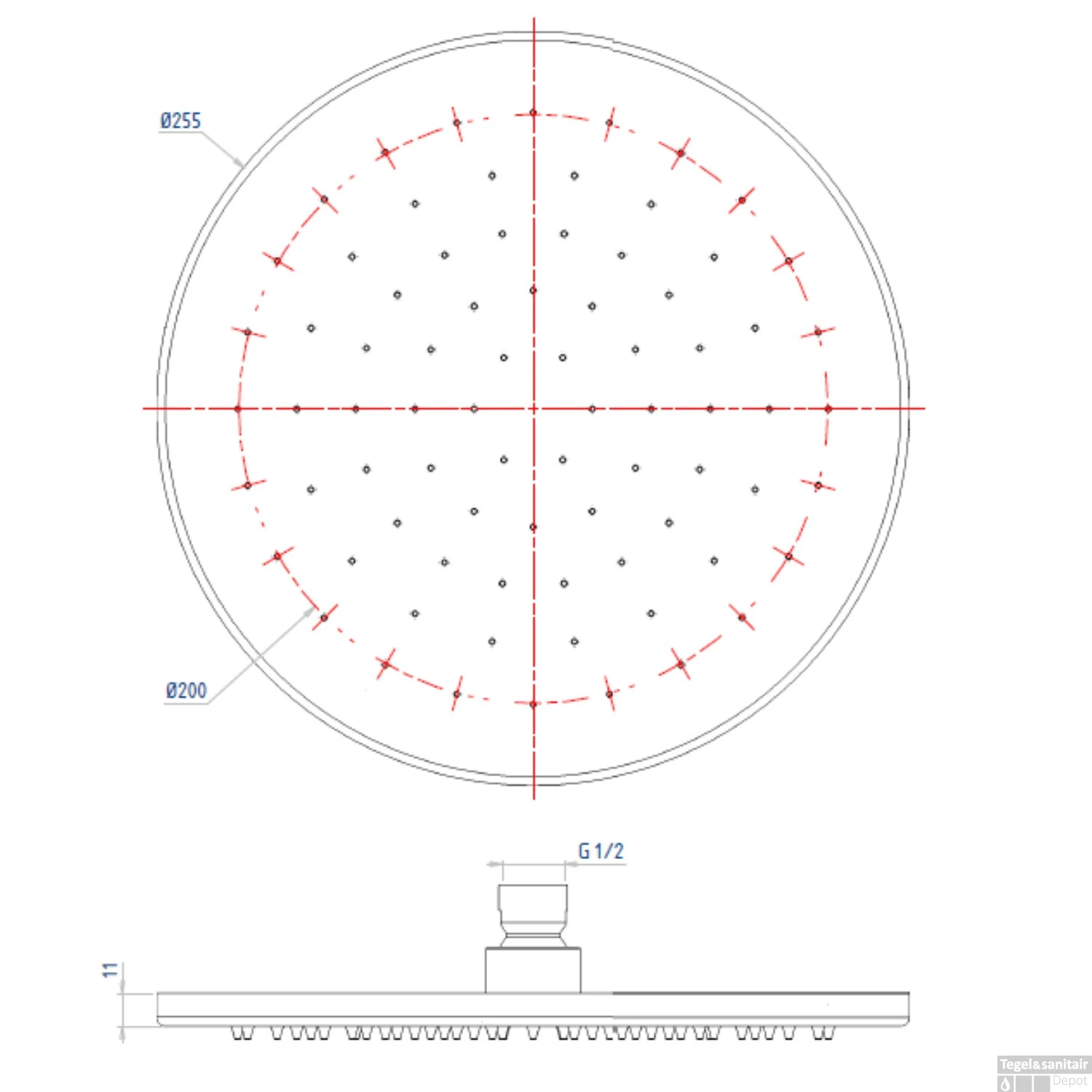 Regendouchekop Salenzi Marble 25cm Black Marble OP=OP 6 Regendouchekop Salenzi Marble 25cm Black Marble OP=OP - Afbeelding 4