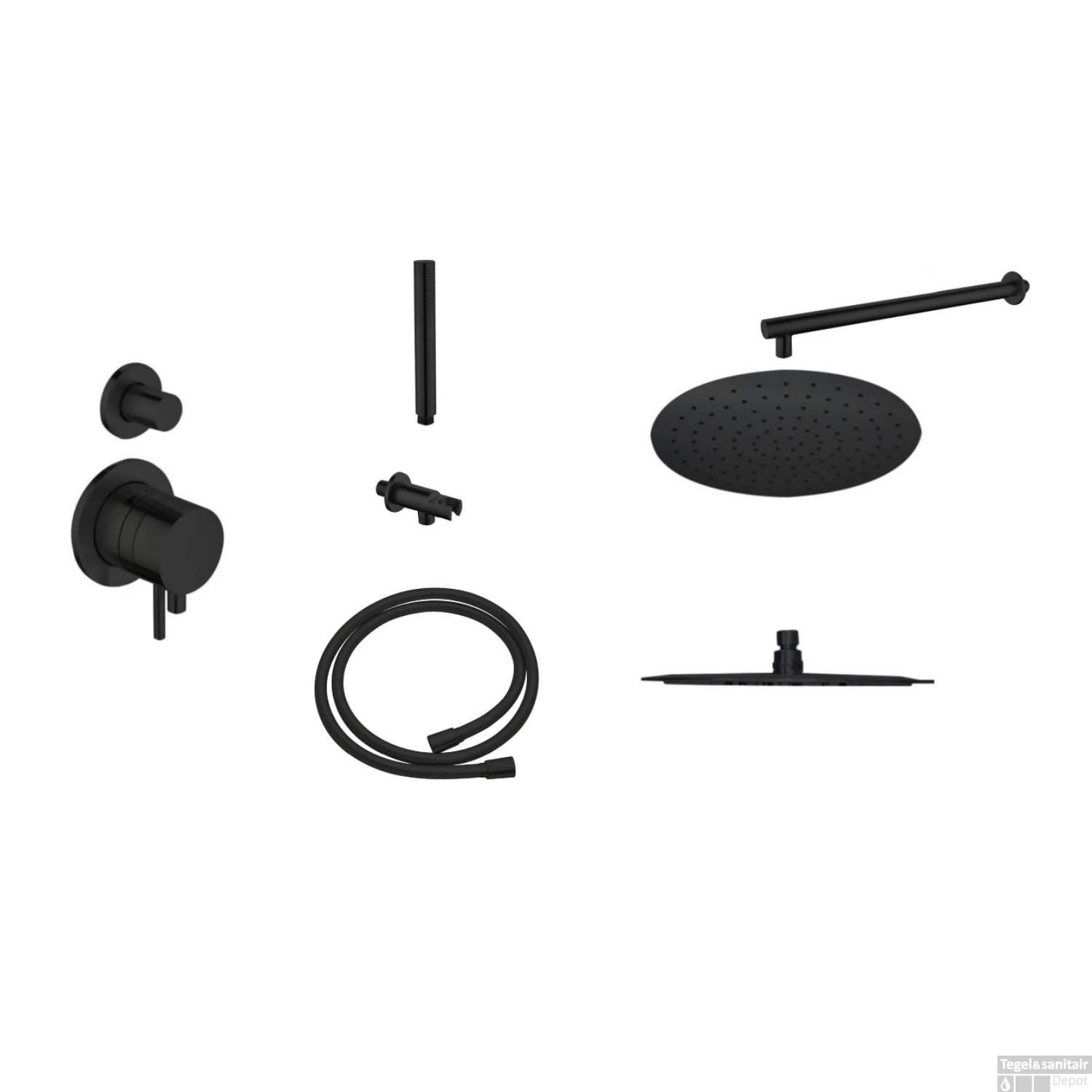 Regendoucheset Best Design Gless Nero M300 RVS Mat Zwart 3 Regendoucheset Best Design Gless Nero M300 RVS Mat Zwart