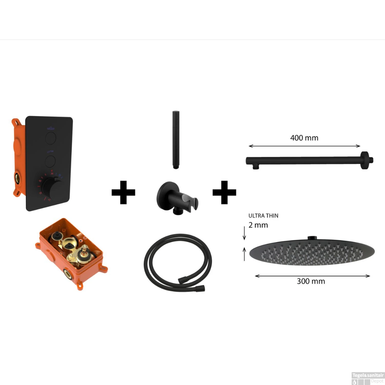 Regendoucheset Best Design One Pack Inbouw Thermostaat Nero M300 Mat Zwart 3 Regendoucheset Best Design One Pack Inbouw Thermostaat Nero M300 Mat Zwart